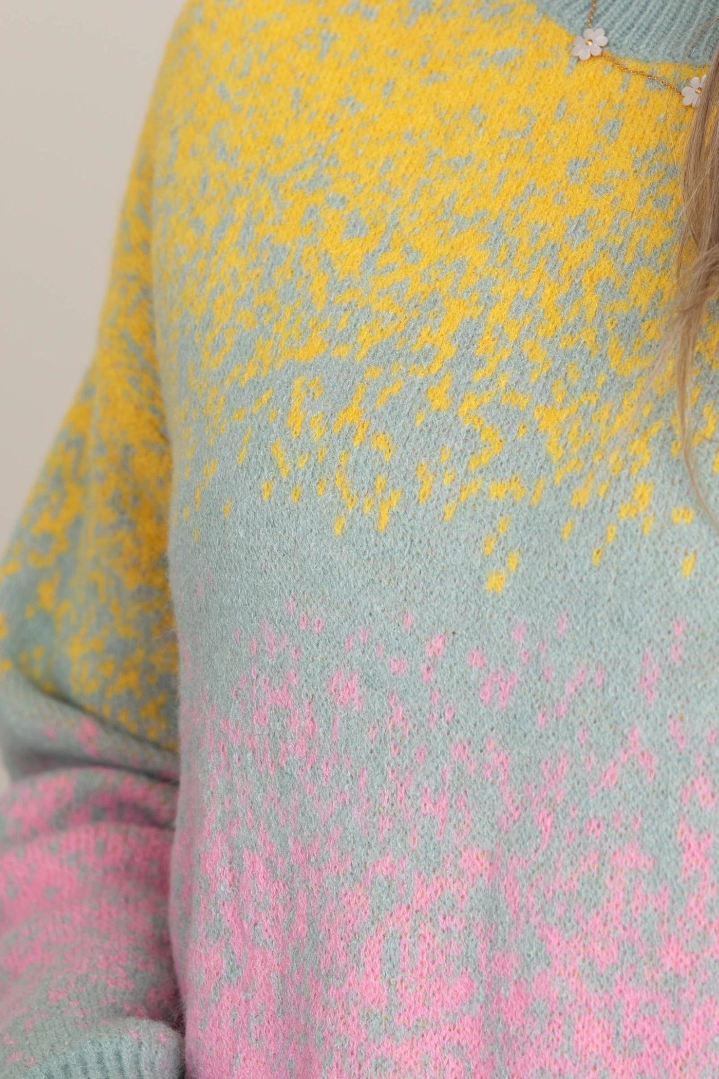 Pastel Mint Ombre Speckled Knit Sweater