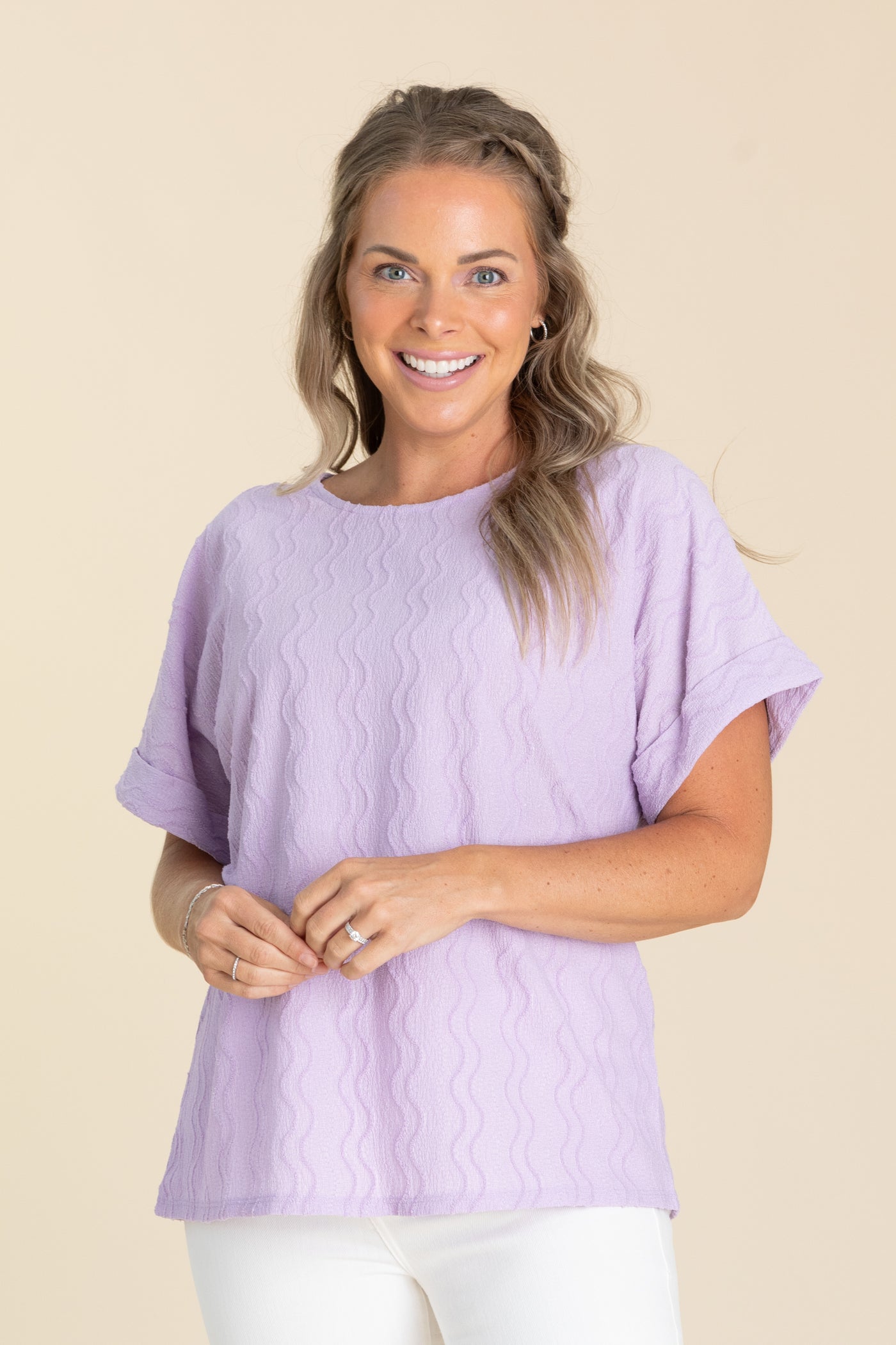 Textured Short Sleeve Top