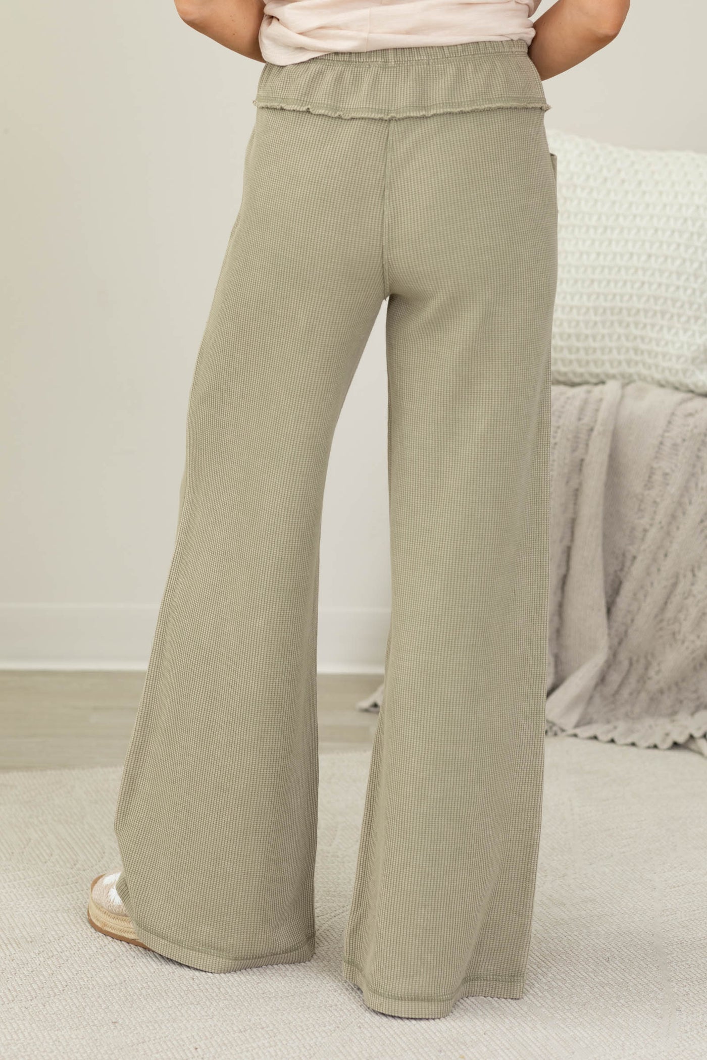 Mineral Washed Honeycomb Wide Leg Pants