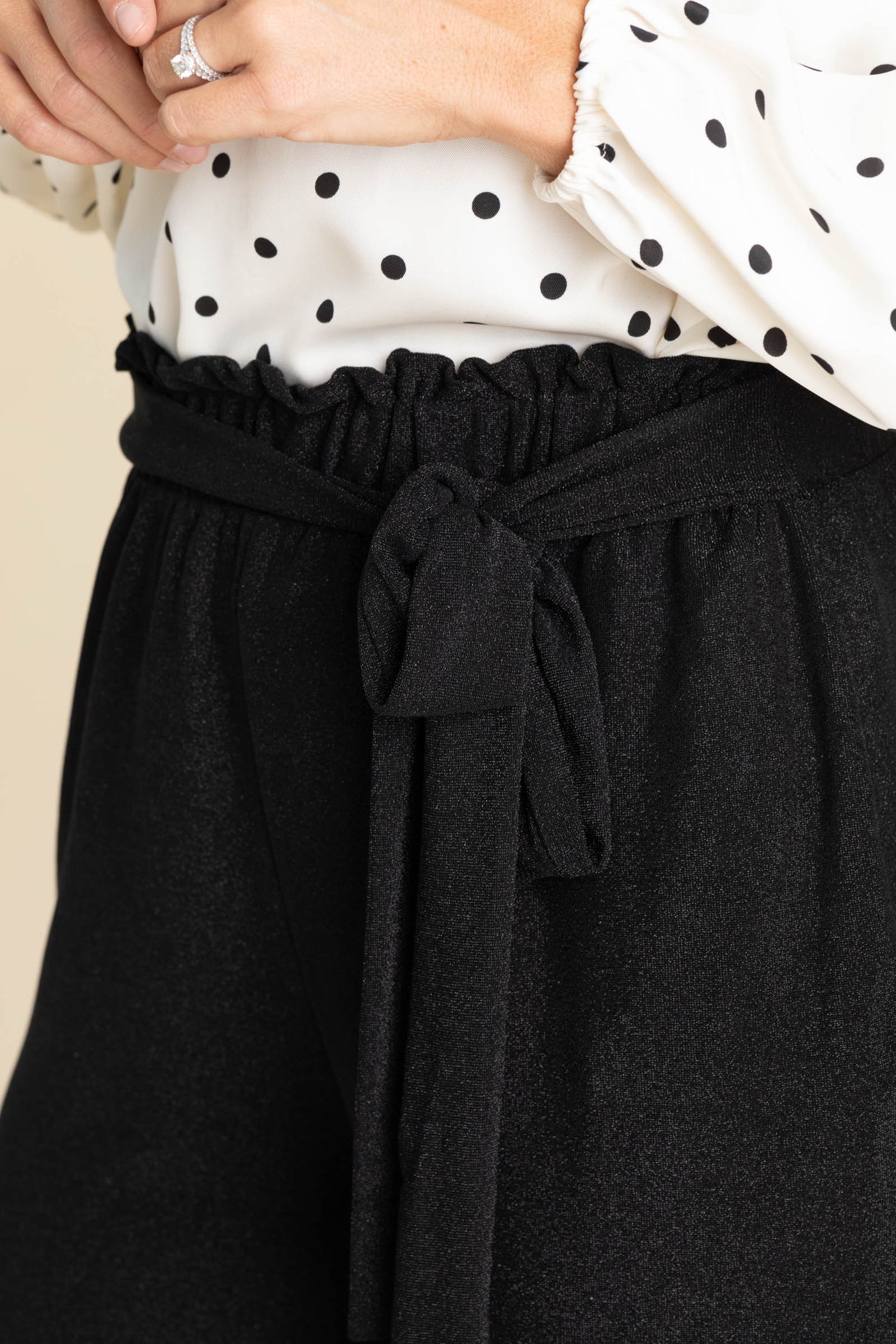 Black Metallic Slinky Casual Pants