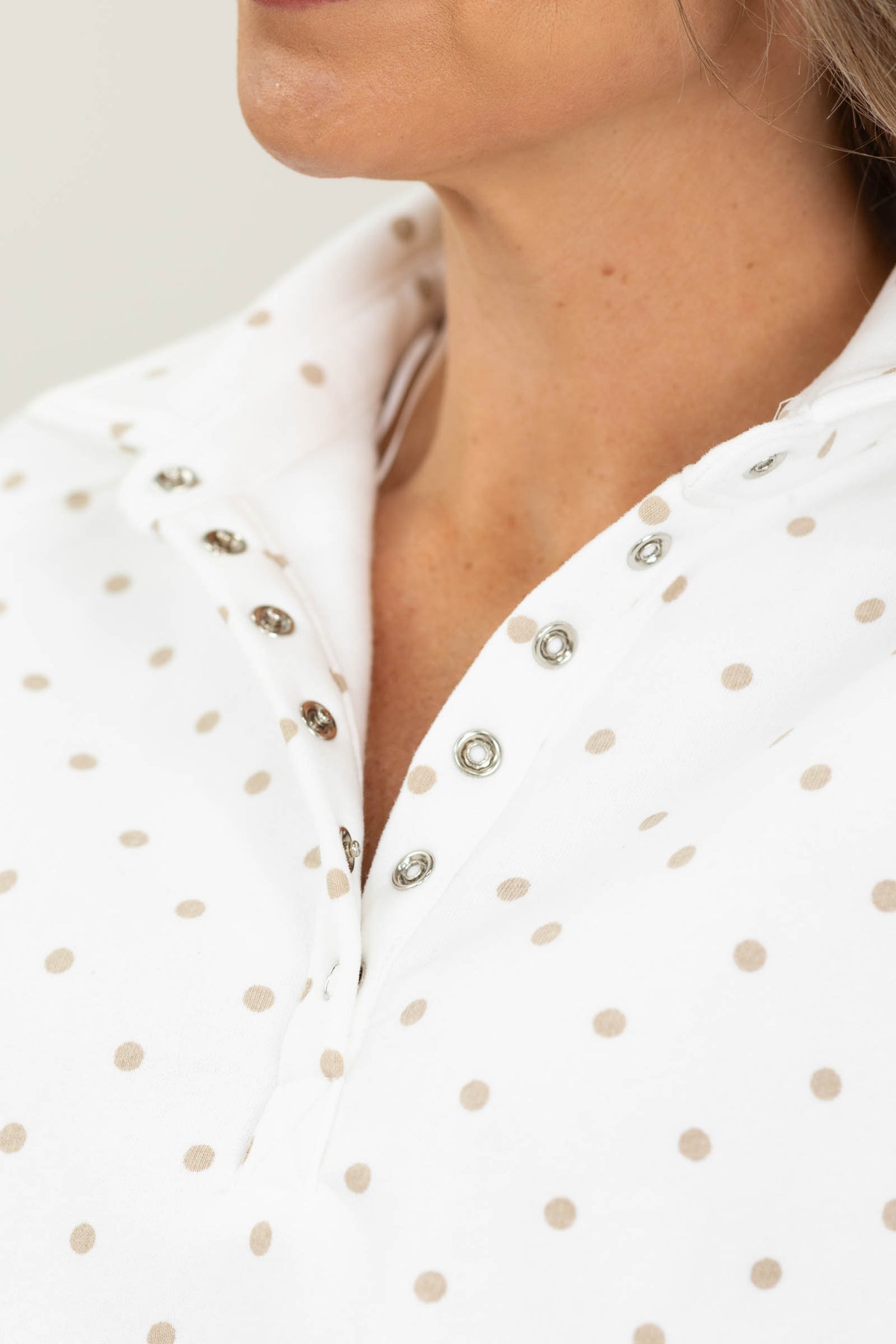 Ivory With Taupe Polka Dots Sweatshirt