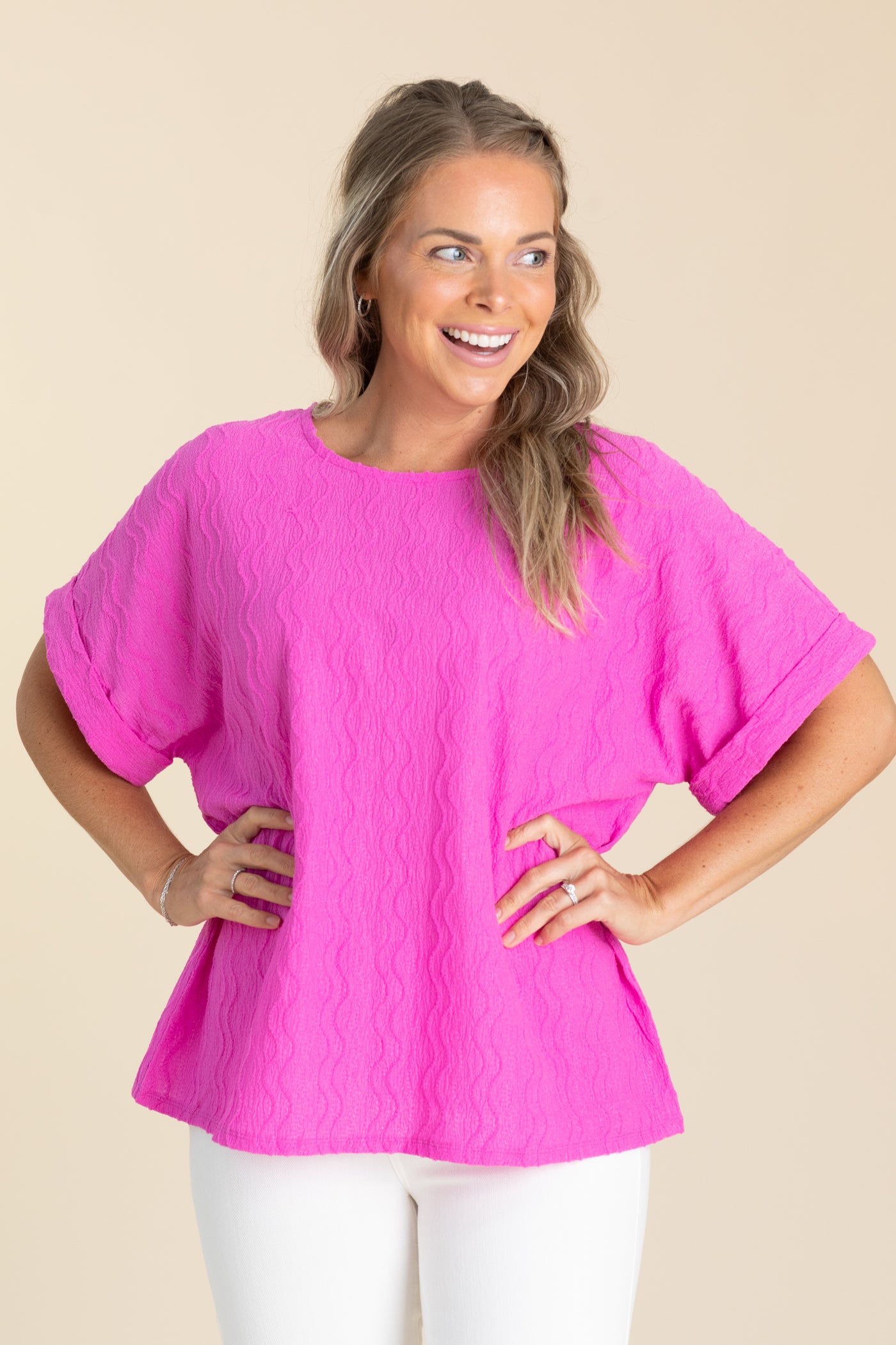 Textured Short Sleeve Top