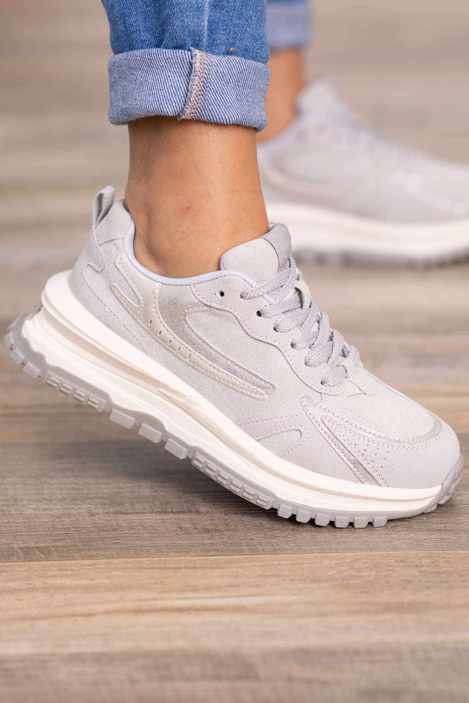 Light Grey Platform Sneakers