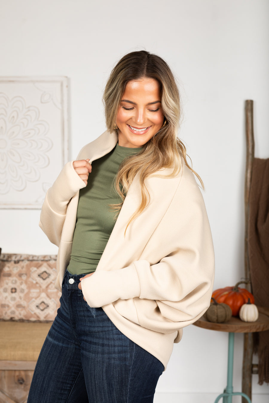 Dolman Sleeve Cocoon Cardigan