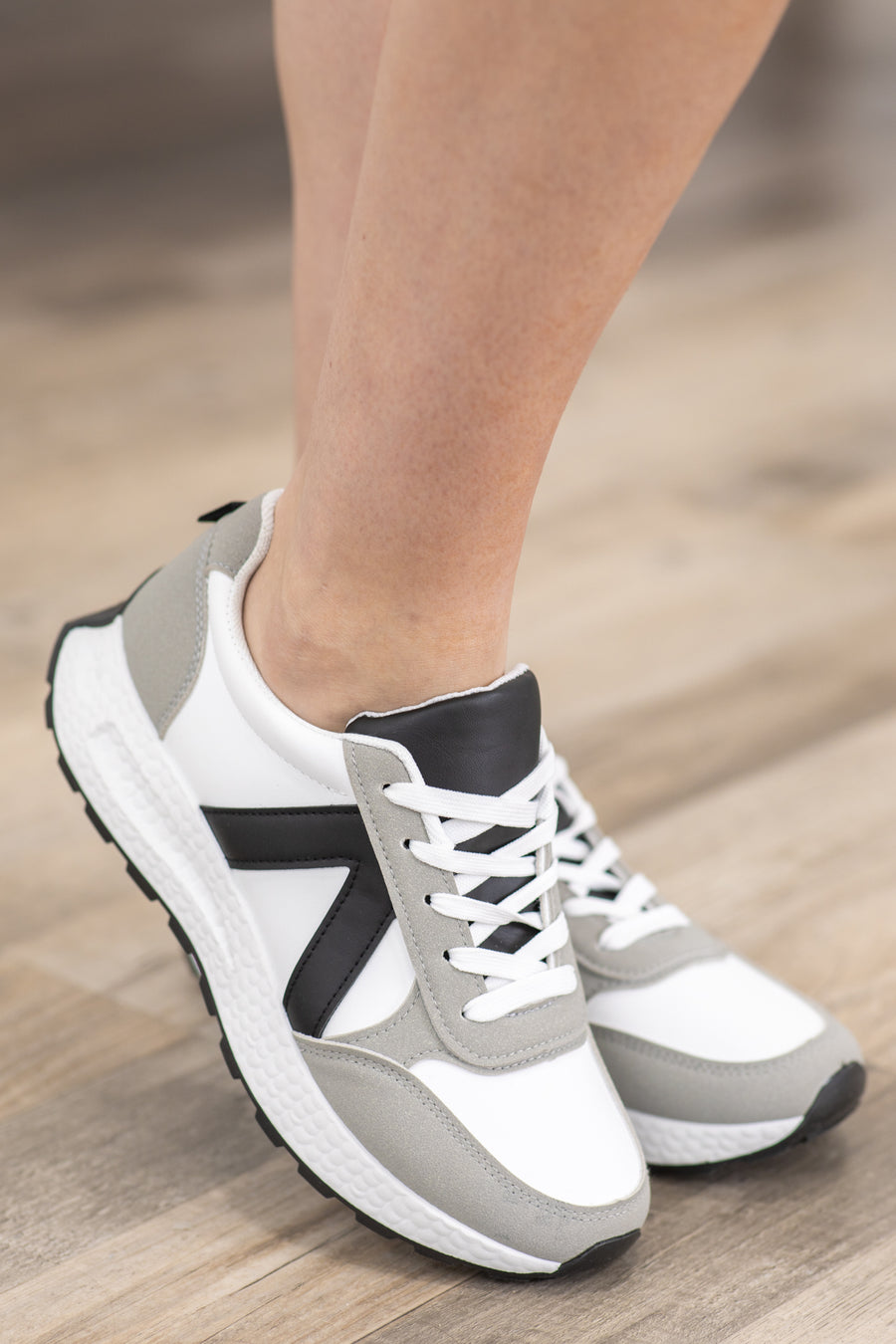 Black and Grey Platform Lace Up Sneaker