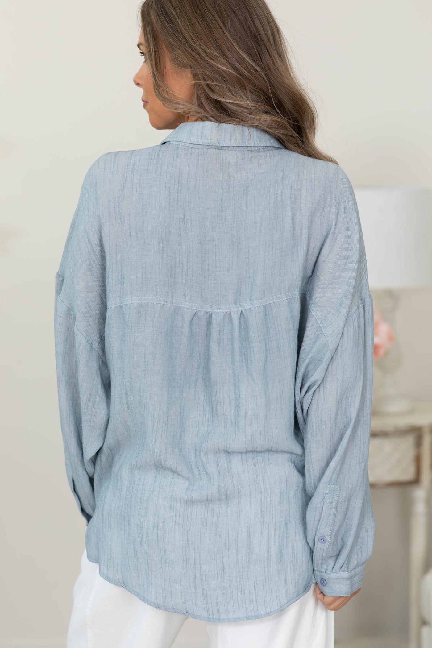 Cotierra Soft Linen Feel Button Up Top