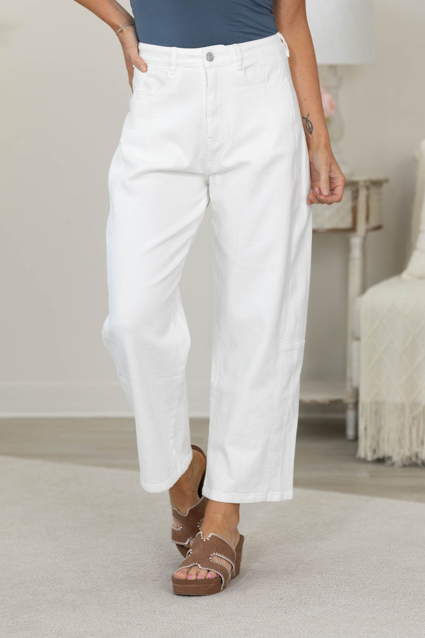 Cotierra Barrel Cotton Blend Twill Jeans