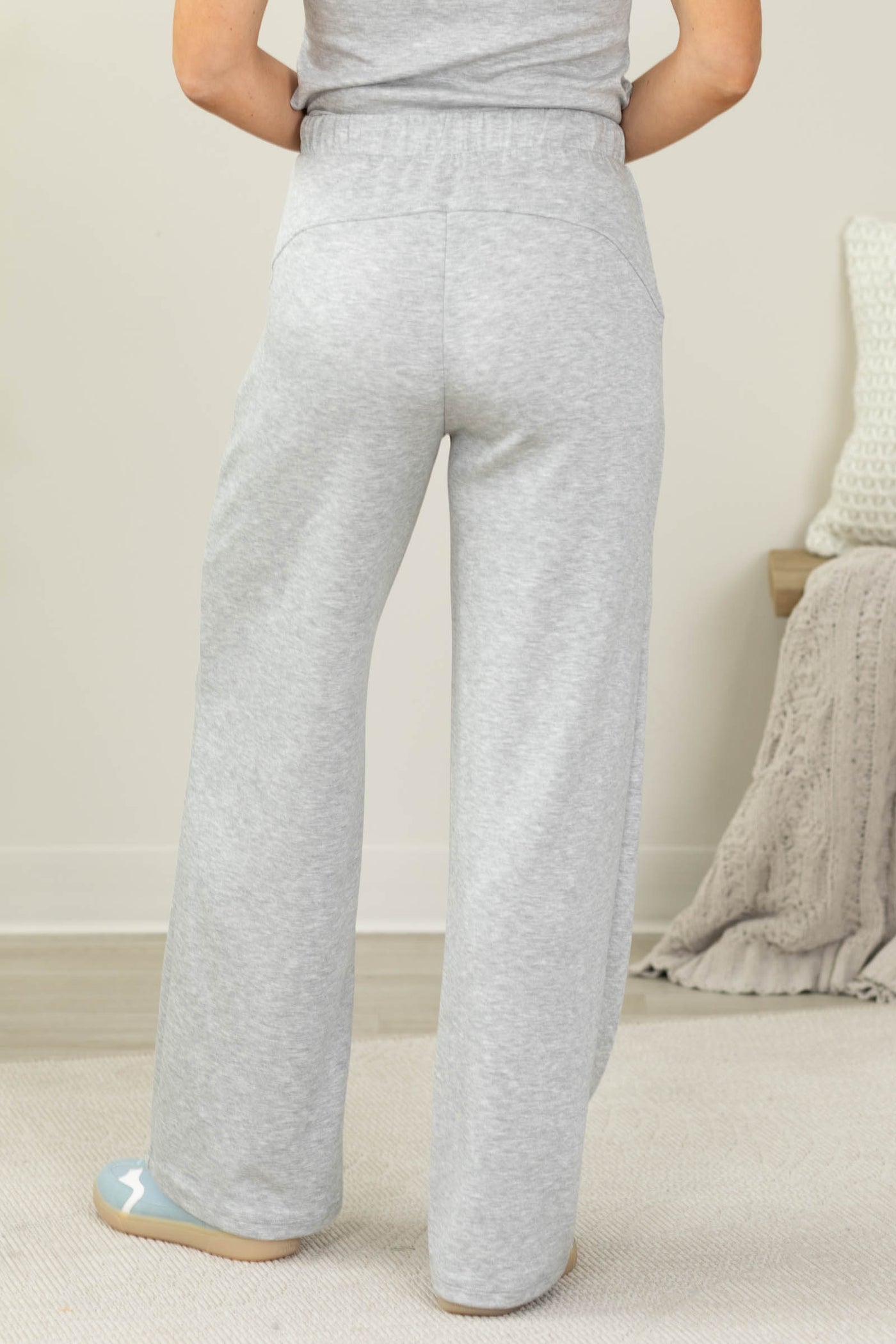 Heather Grey Elastic Band Contoured Back Pants
