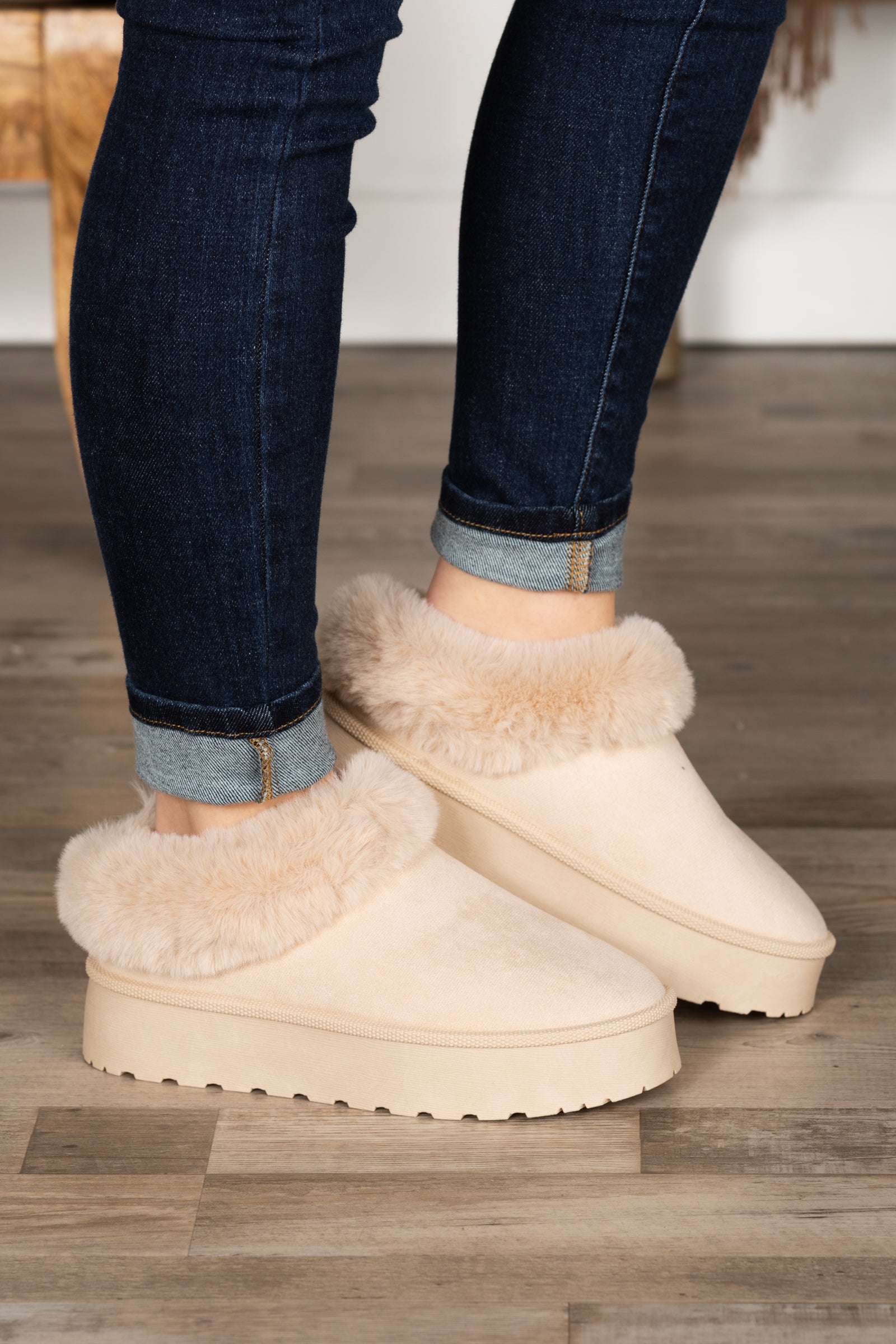 Faux Fur Lined Platform Slip On Shoes Filly Flair Faux Fur Lined Platform Slip On Shoes Filly Flair