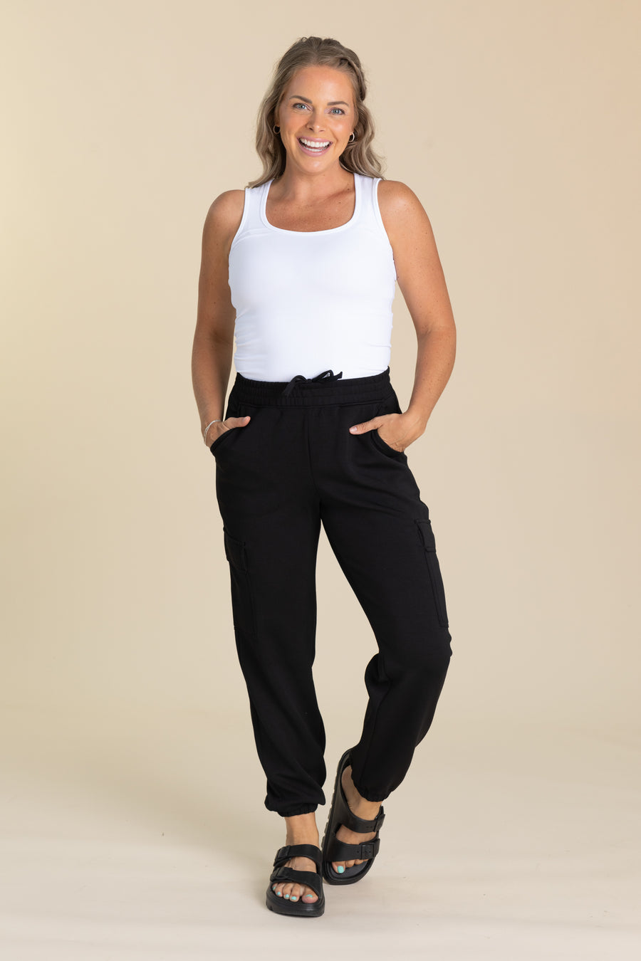 Black Modal Scuba Cargo Jogger Pants