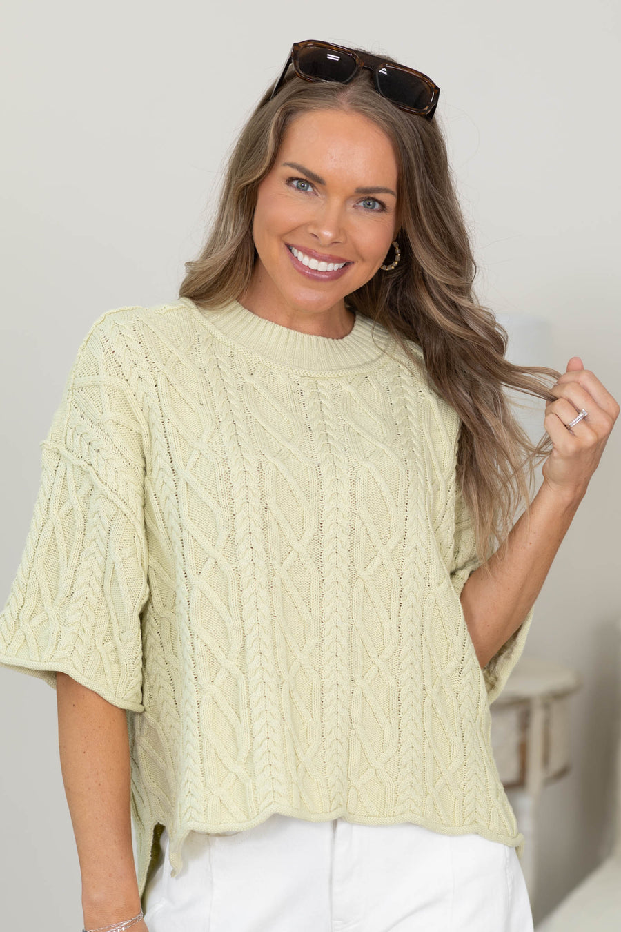 Cotierra Light Sage Boxy Knit Sweater Top