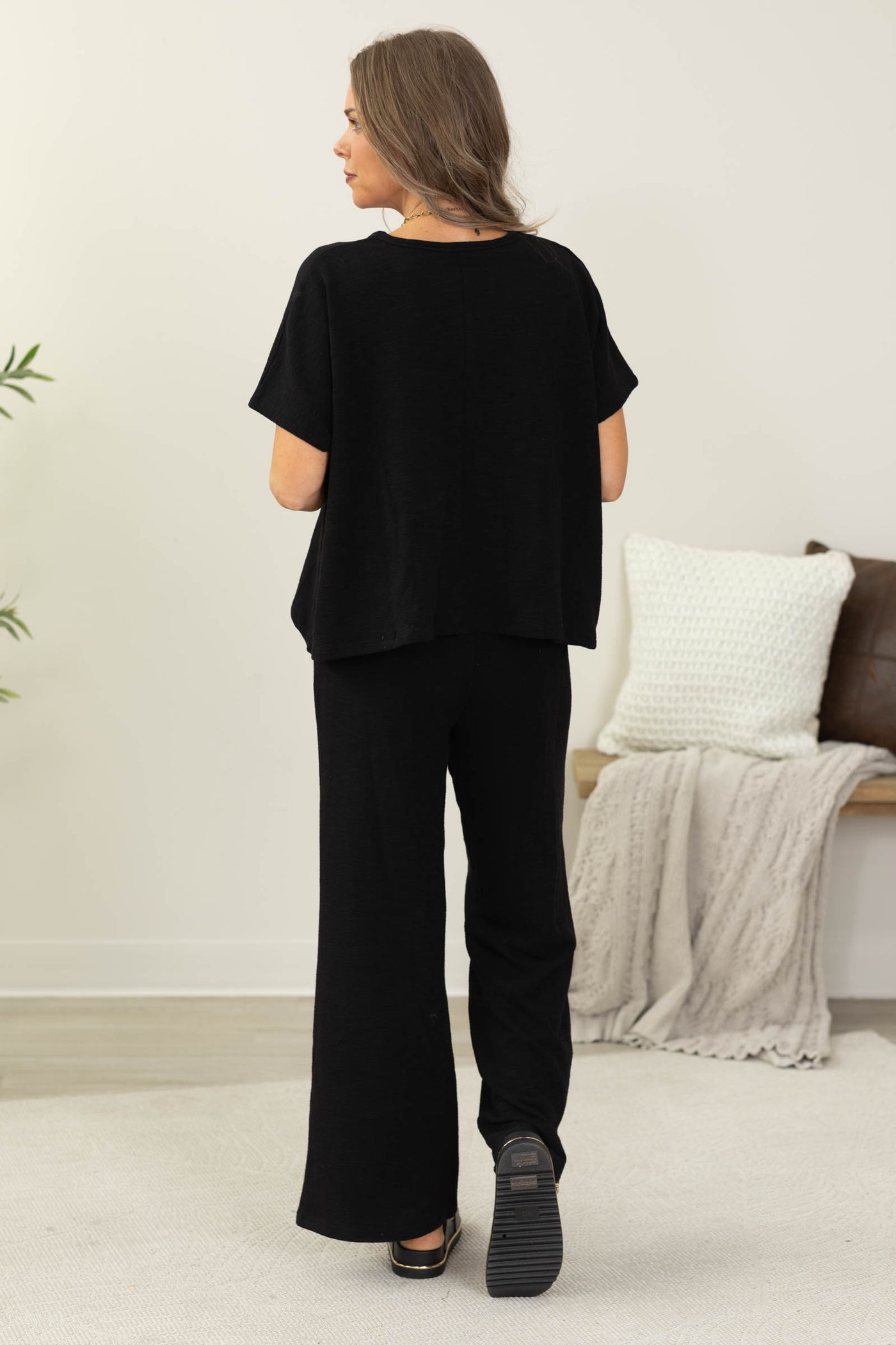 Cotton Slub Top And Pants Set