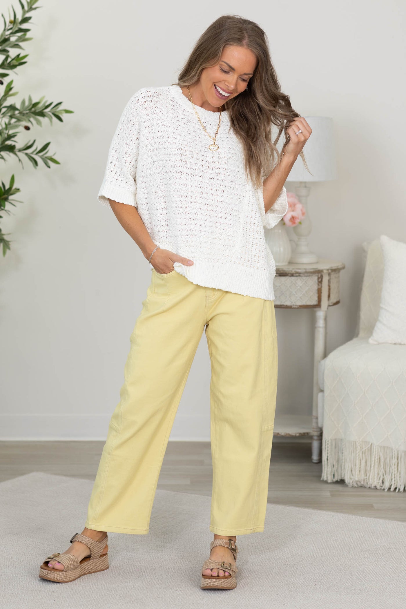 Cotierra Asymmetrical Open Stitch Sweater