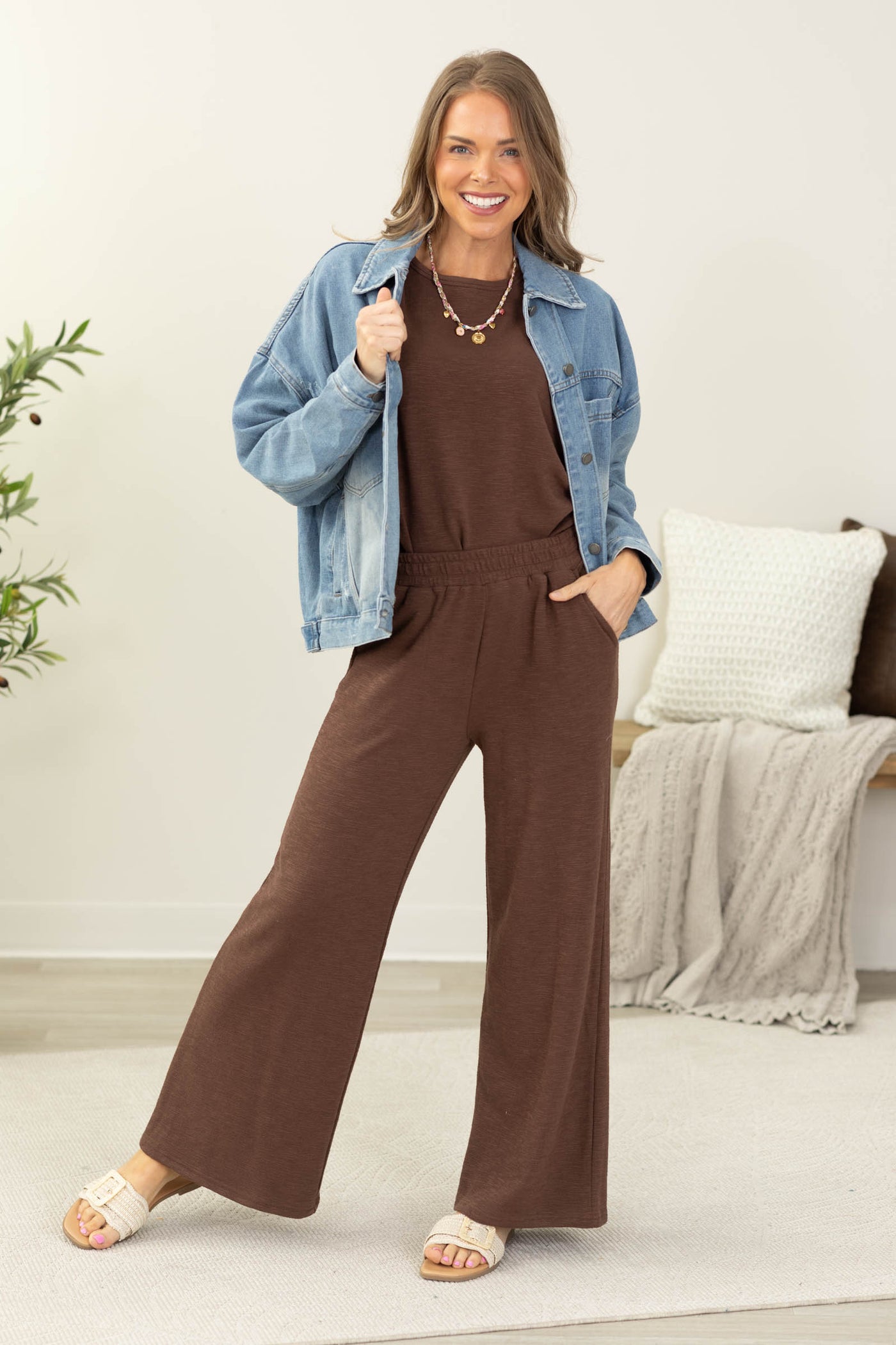 Cotton Slub Top And Pants Set
