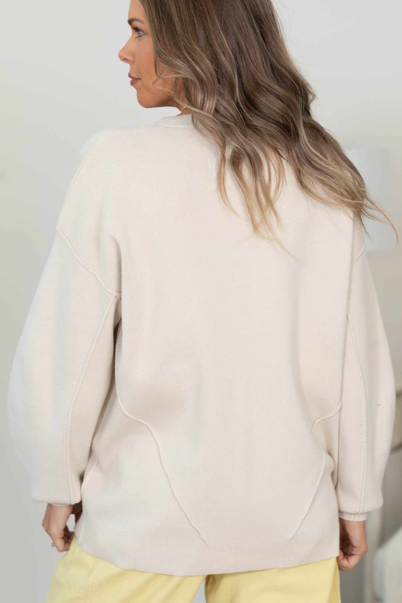 Cotierra Cotton Knit Sweater With Line Exposure