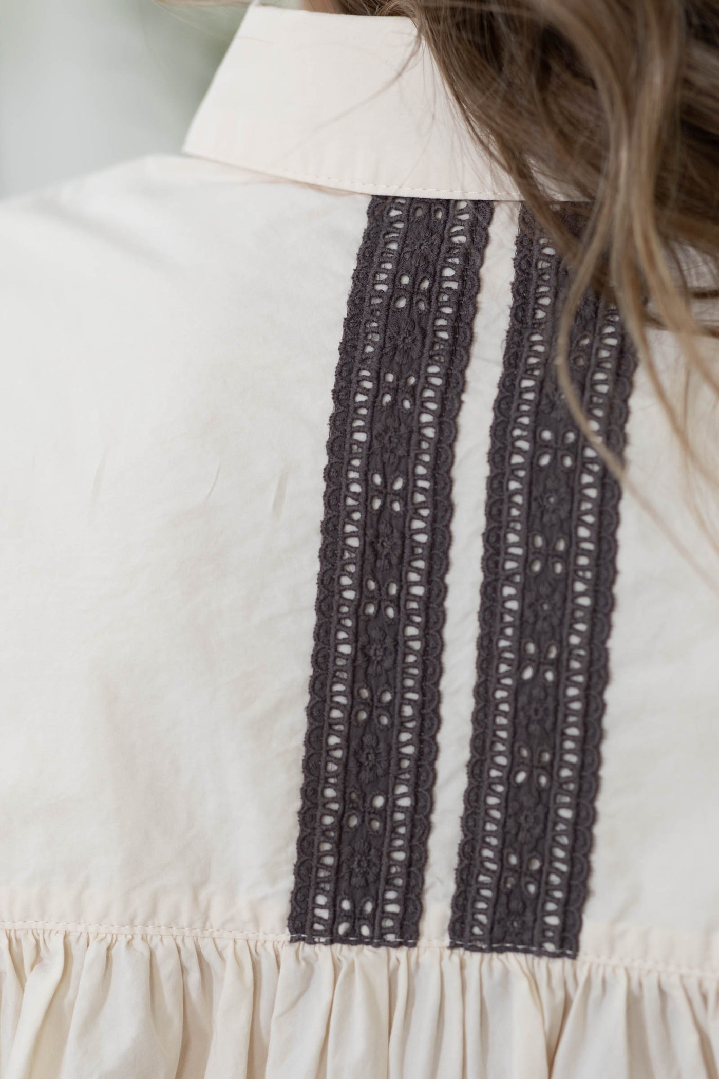 Cotierra Cream Boxy Button Up Top With Back Detail