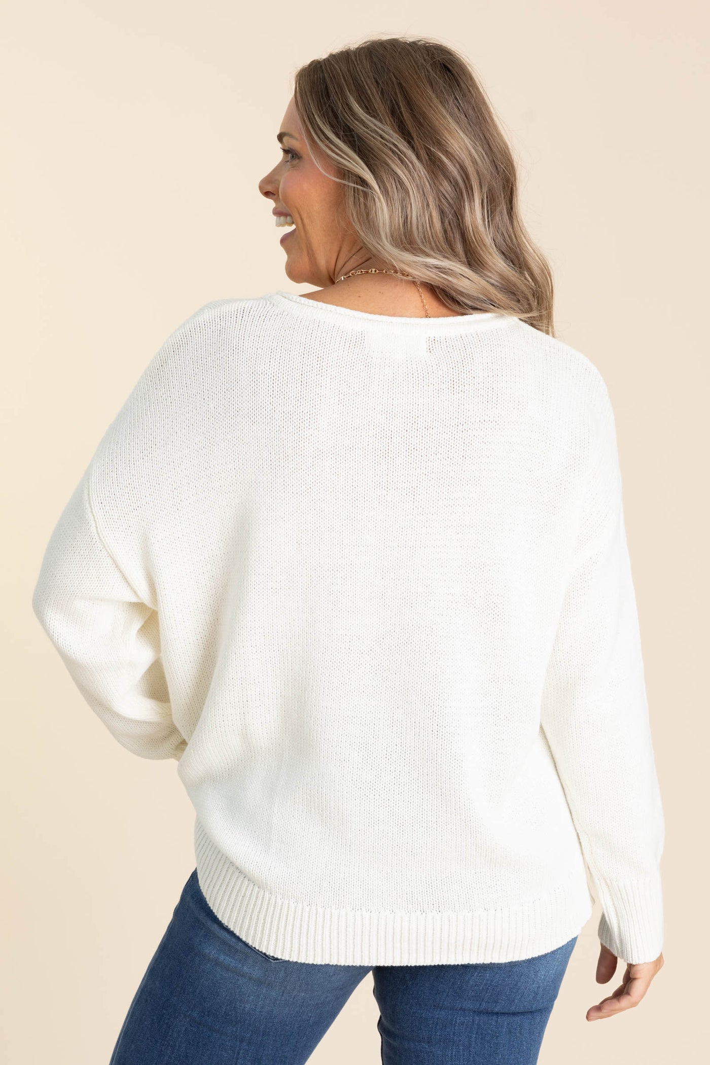 Ivory Western Boot Jacquard Knit Sweater