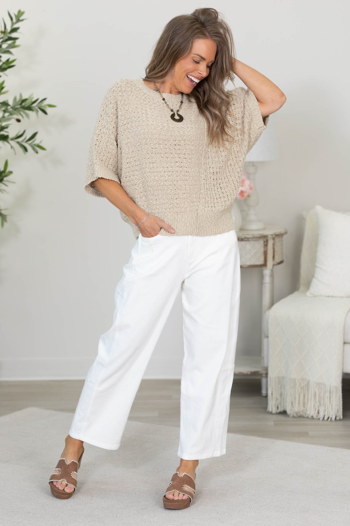 Cotierra Asymmetrical Open Stitch Sweater