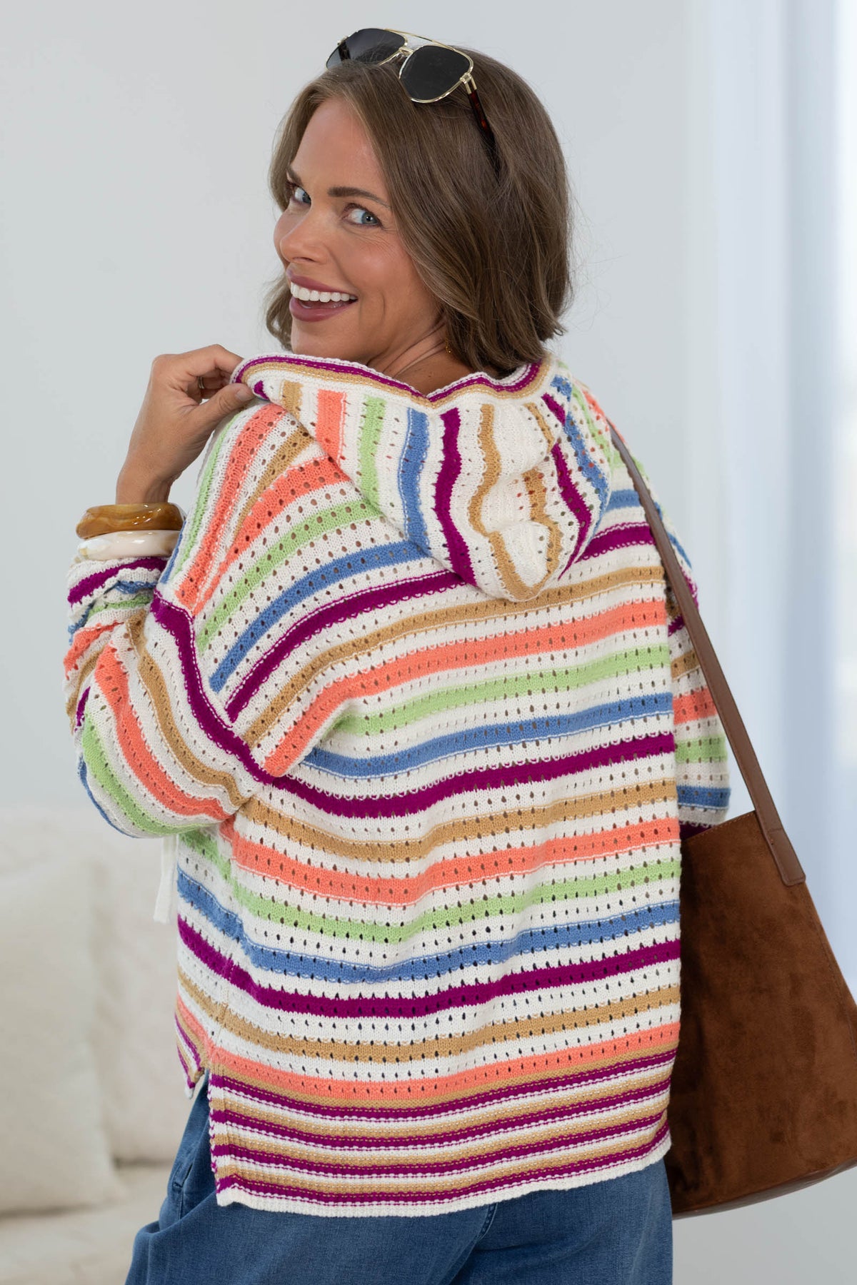 Free Spirit Crochet Stripe Hoodie by Filly Flair