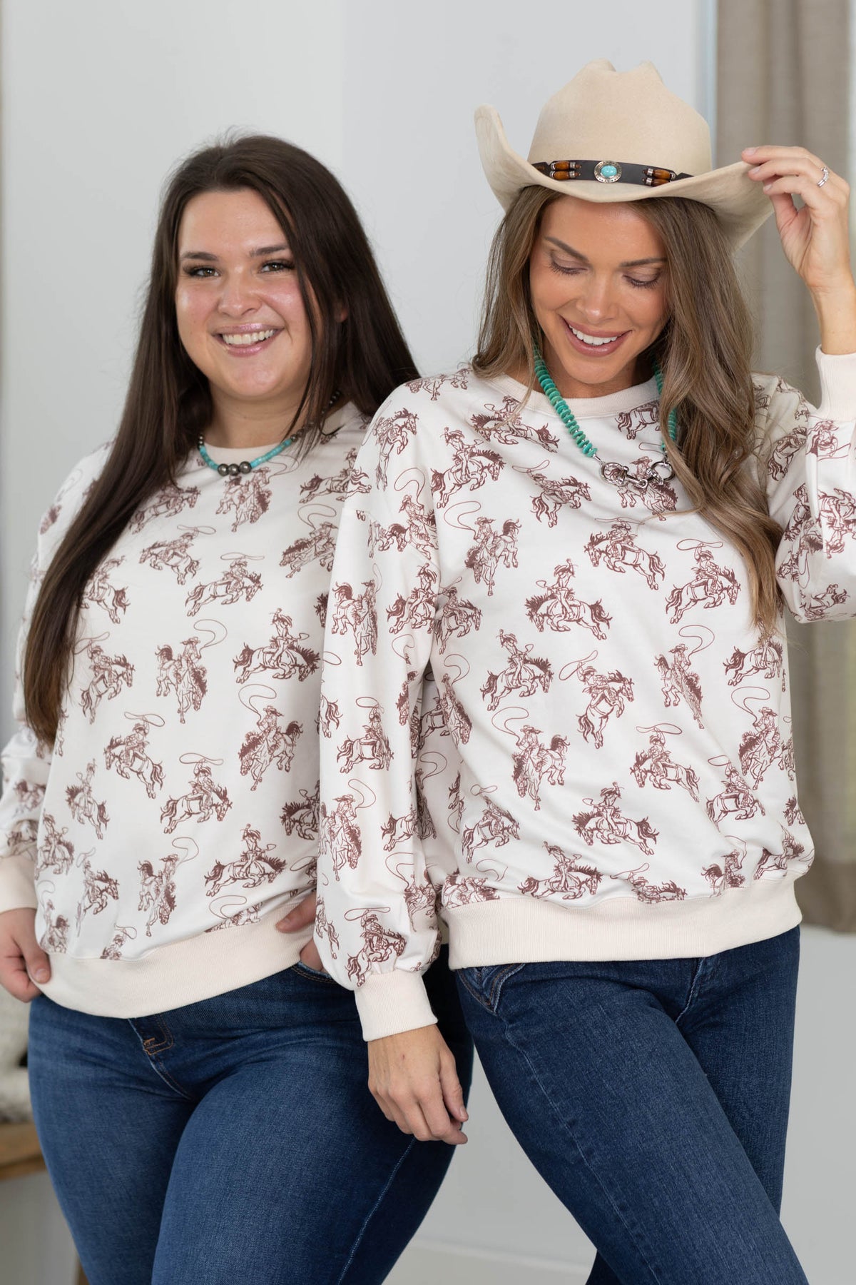 Cowgirl Lasso Printed French Terry Sweatshirt by Filly Flair