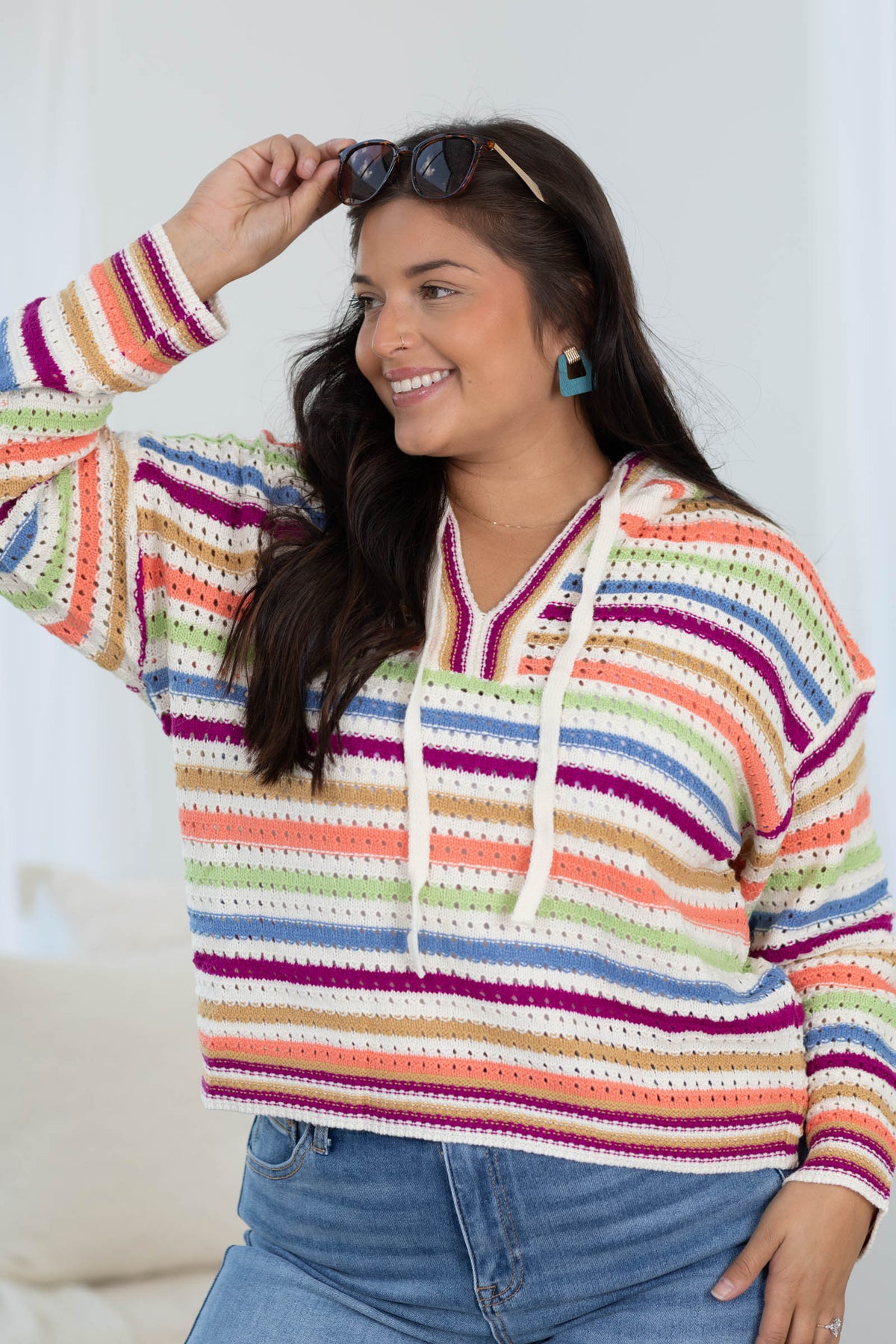 Free Spirit Crochet Stripe Hoodie by Filly Flair