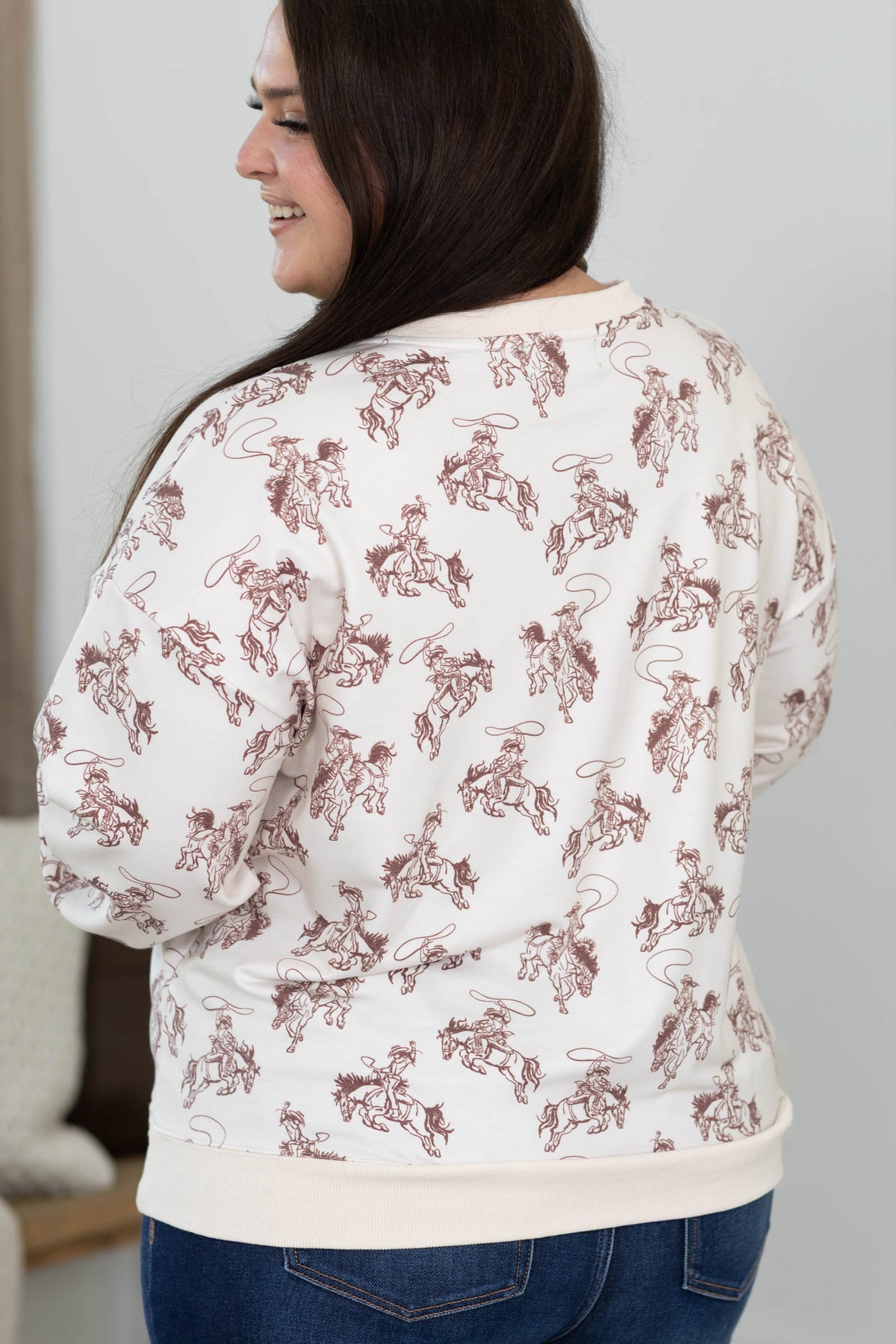 Cowgirl Lasso Printed French Terry Sweatshirt by Filly Flair