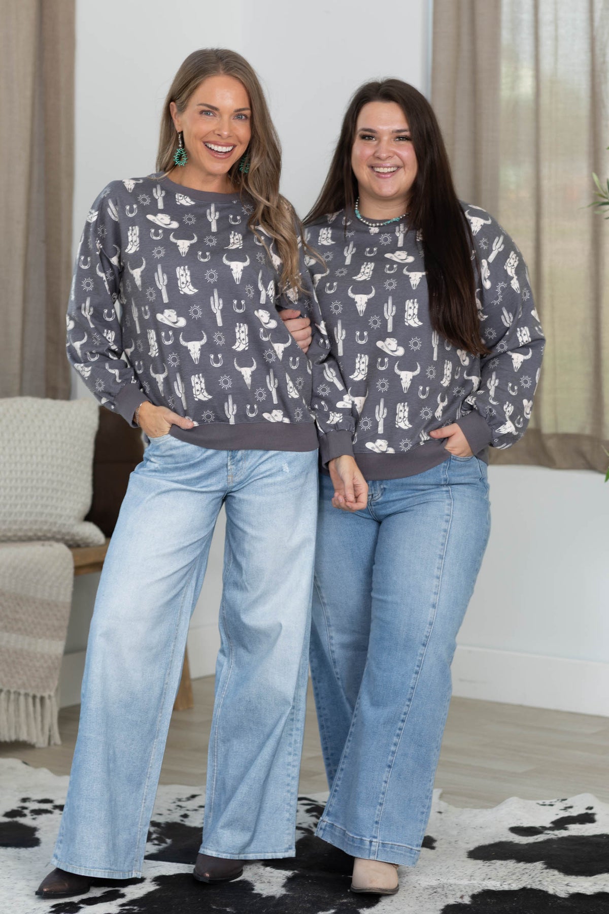 Western Icons Printed French Terry Sweatshirt by Filly Flair
