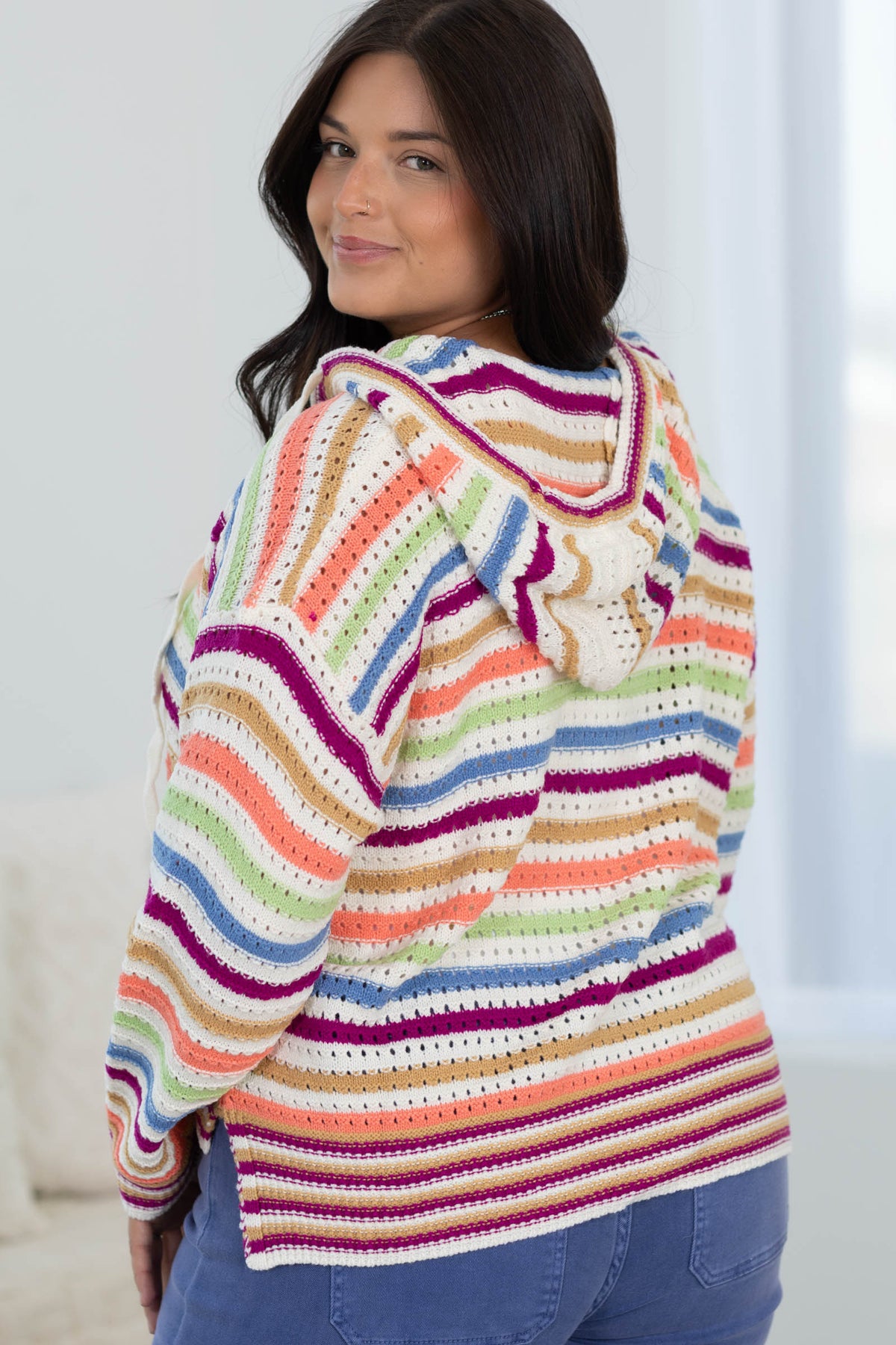 Free Spirit Crochet Stripe Hoodie by Filly Flair