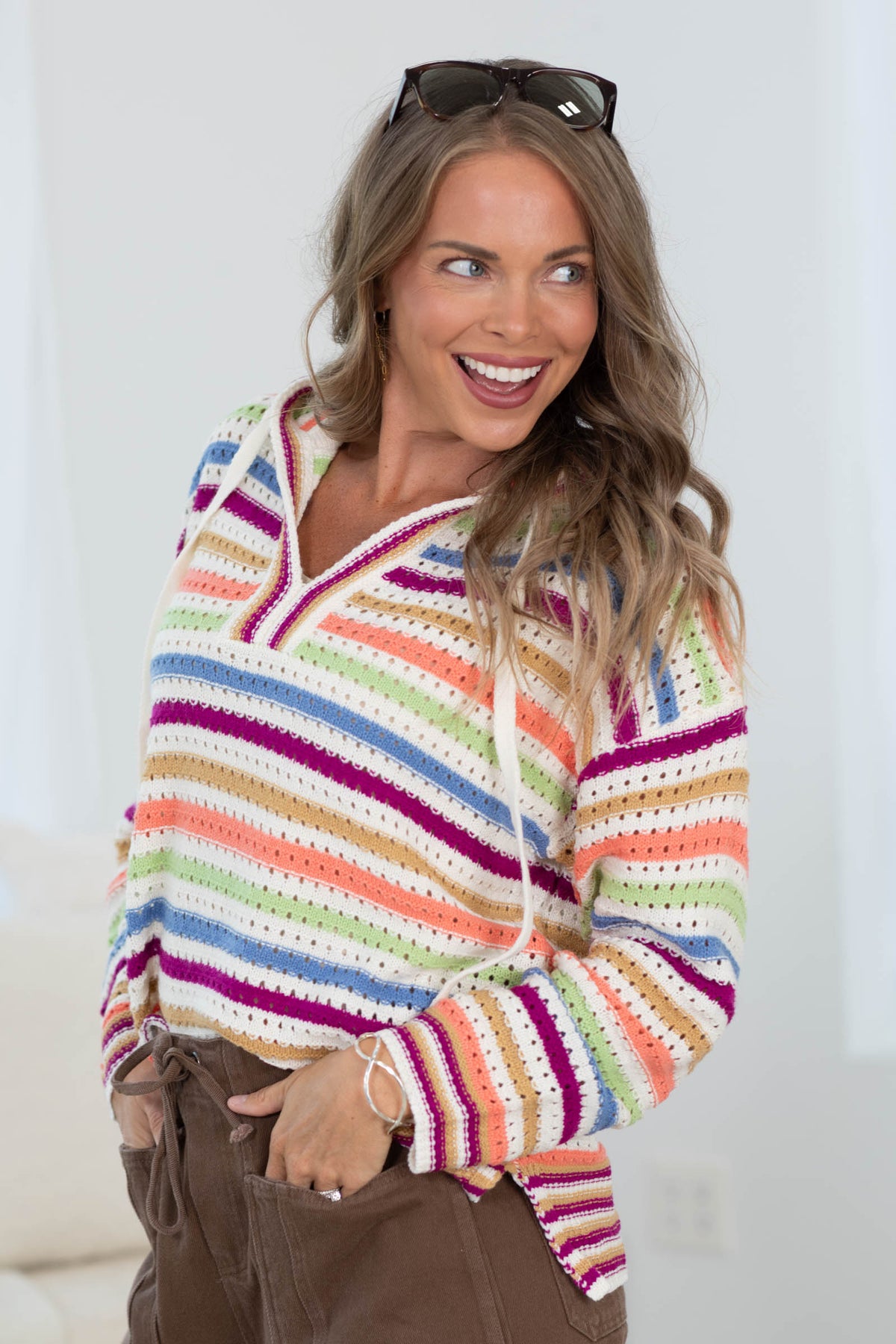 Free Spirit Crochet Stripe Hoodie by Filly Flair