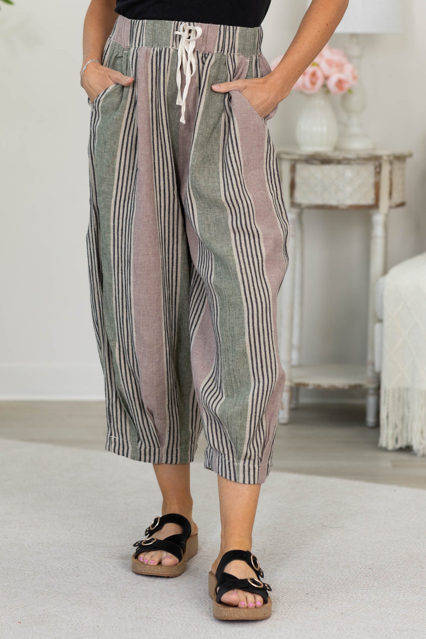 Cotierra Stripe Linen Blend Balloon Pants