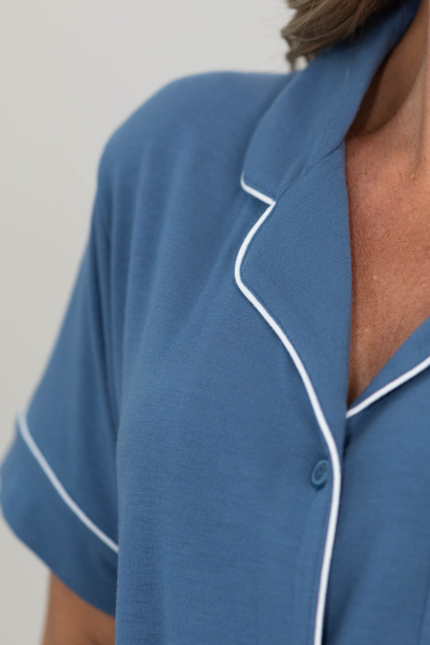 Soft Short Sleeve Button Down And Shorts PJ Set