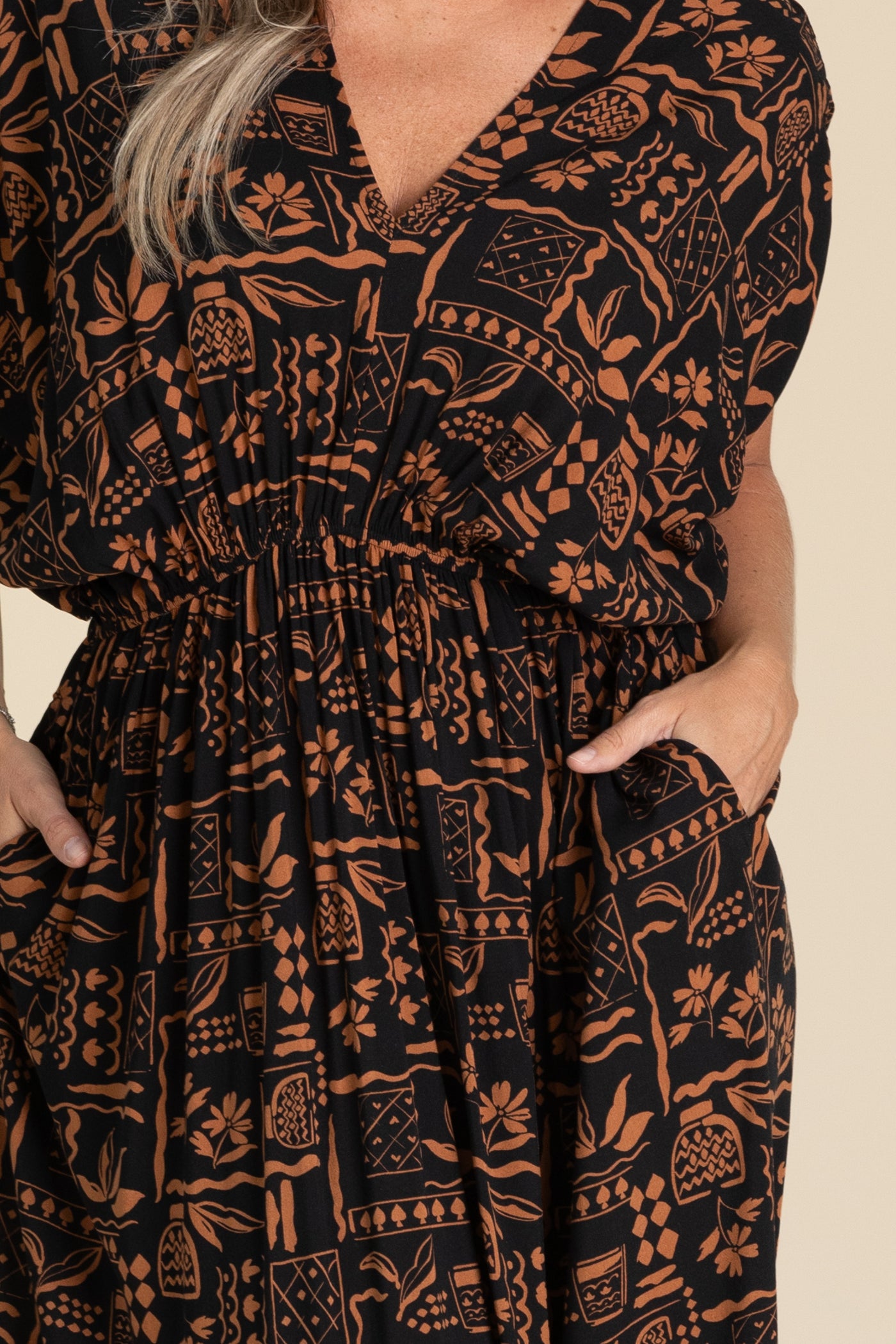 Black And Cinnamon Aztec Printed Maxi Dress Filly Flair Black And Cinnamon Aztec Printed Maxi Dress Filly Flair