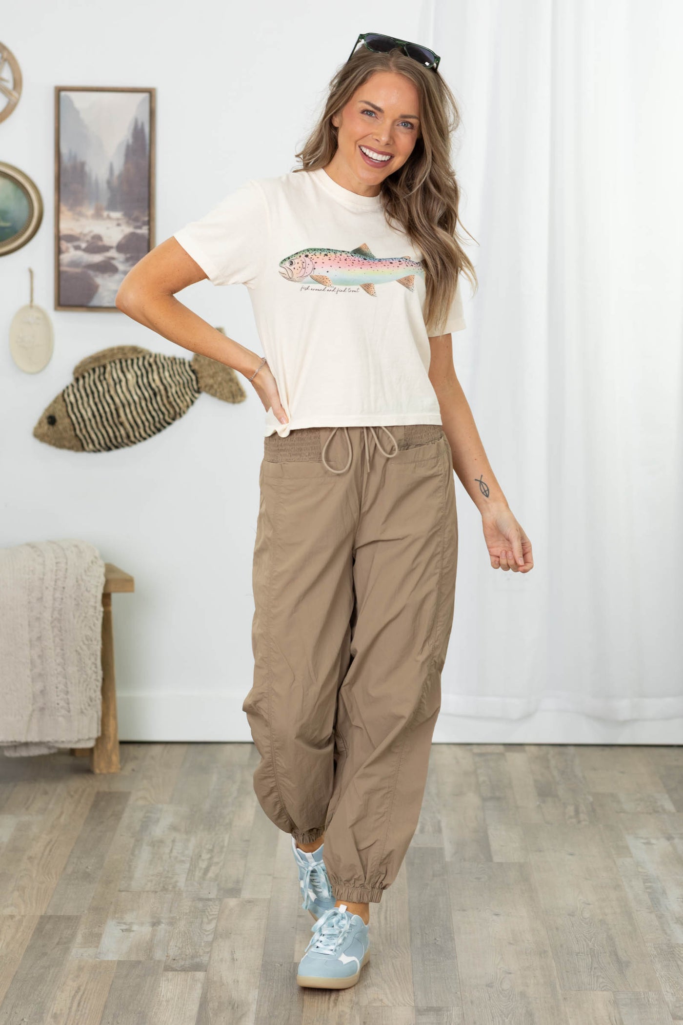 Rainbow Trout Crop Tee- 100% Cotton