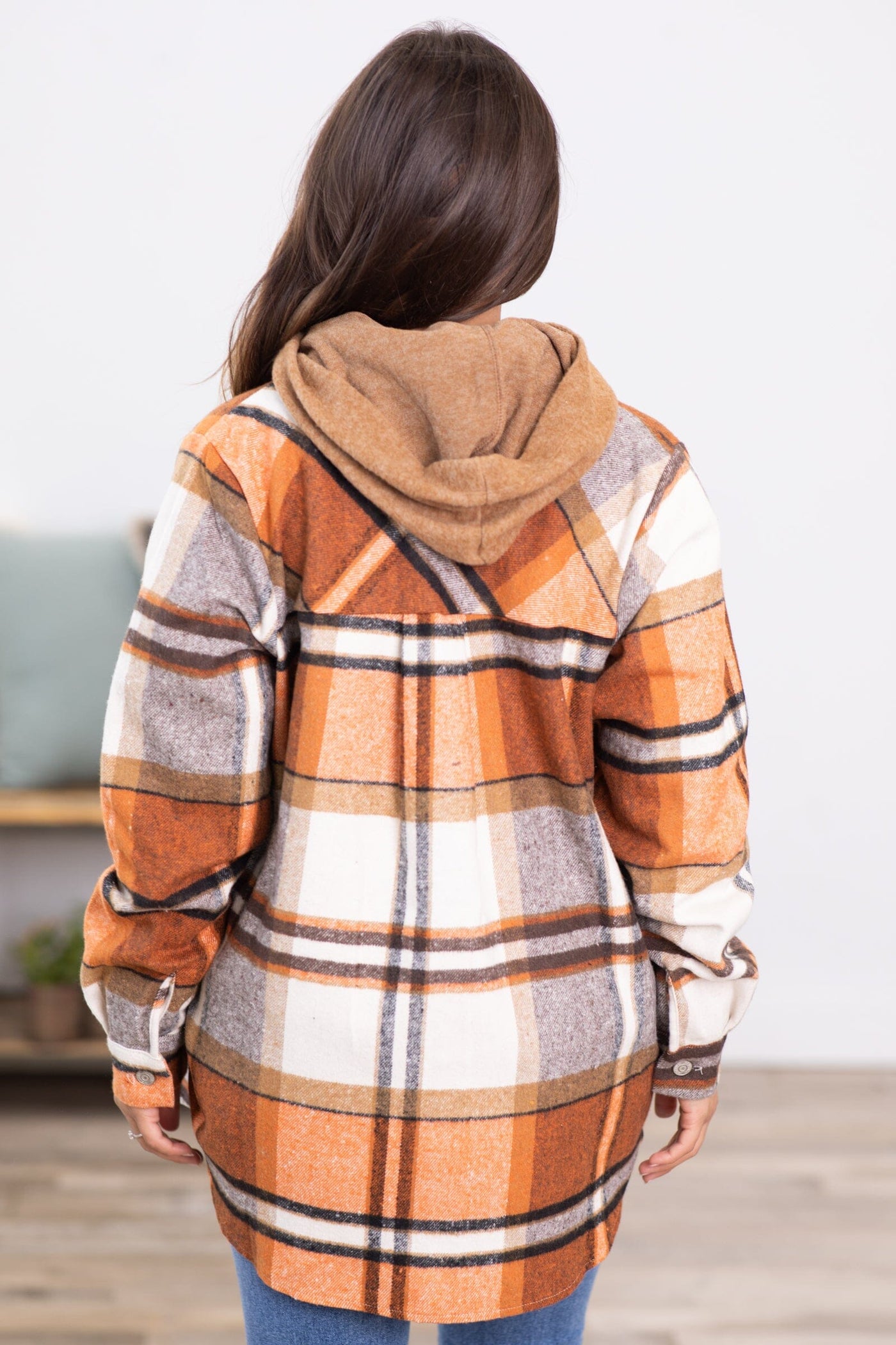 Burnt Orange and Cream Plaid Shacket - Filly Flair
