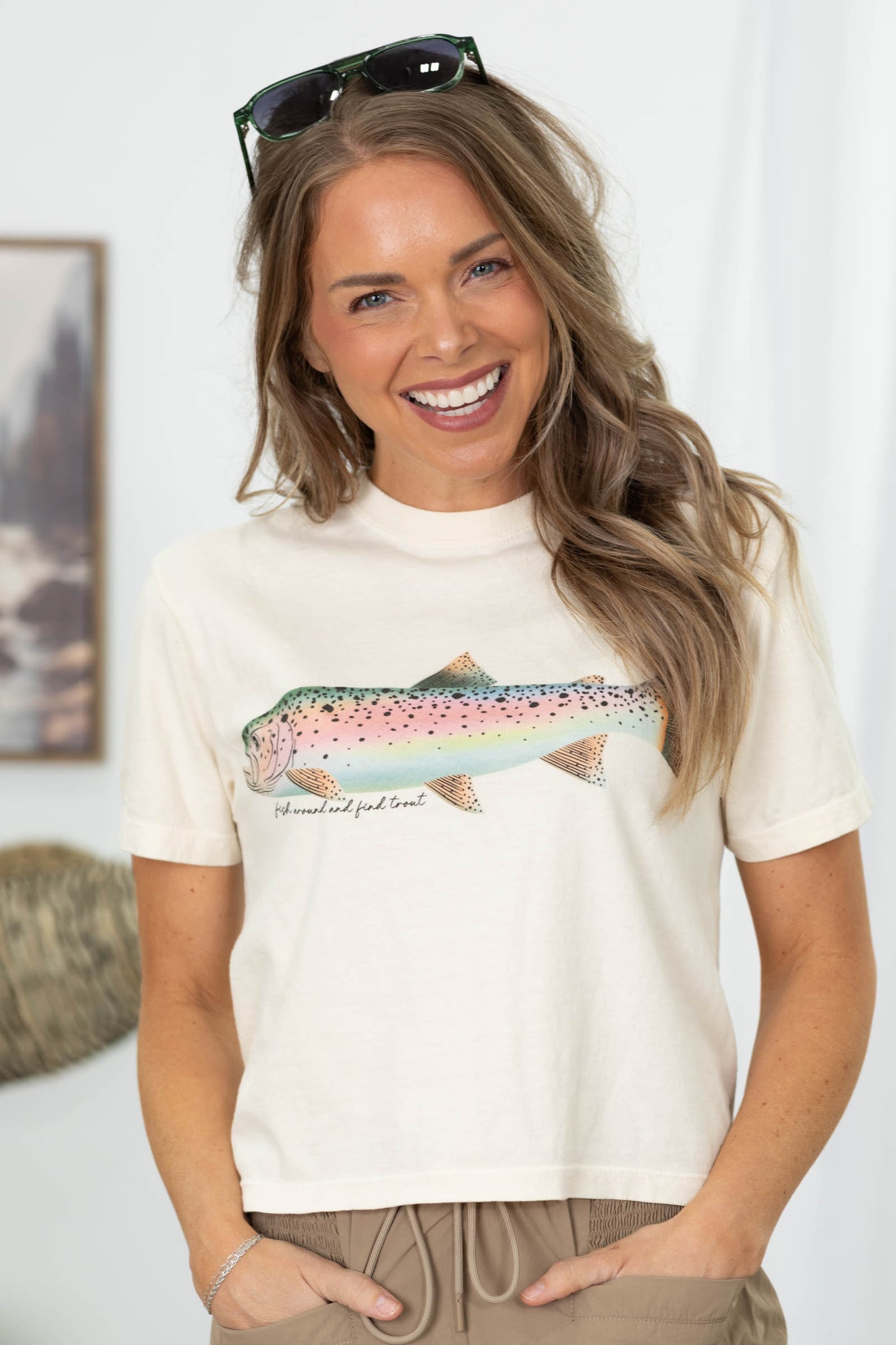 Rainbow Trout Crop Tee- 100% Cotton