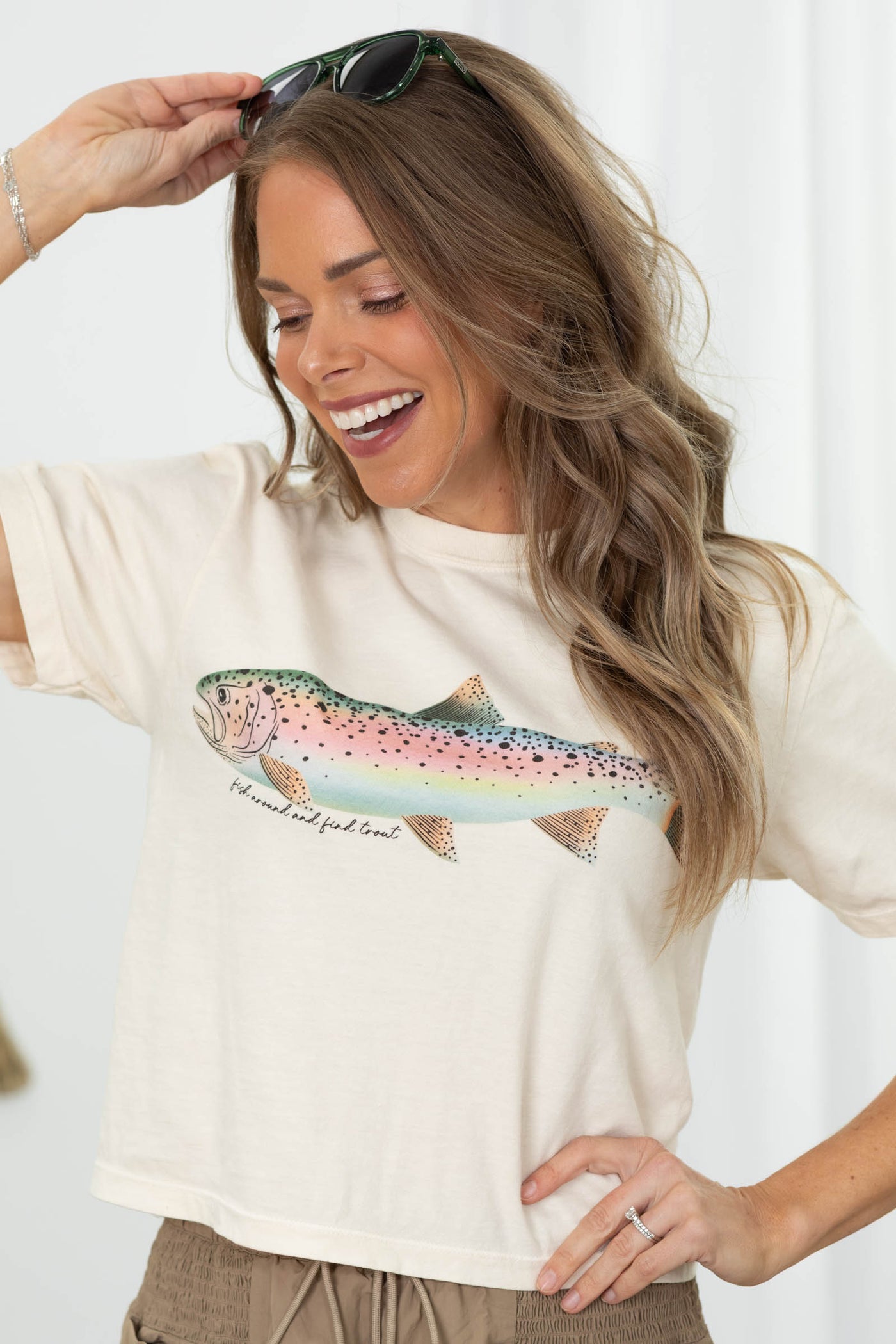 Rainbow Trout Crop Tee- 100% Cotton