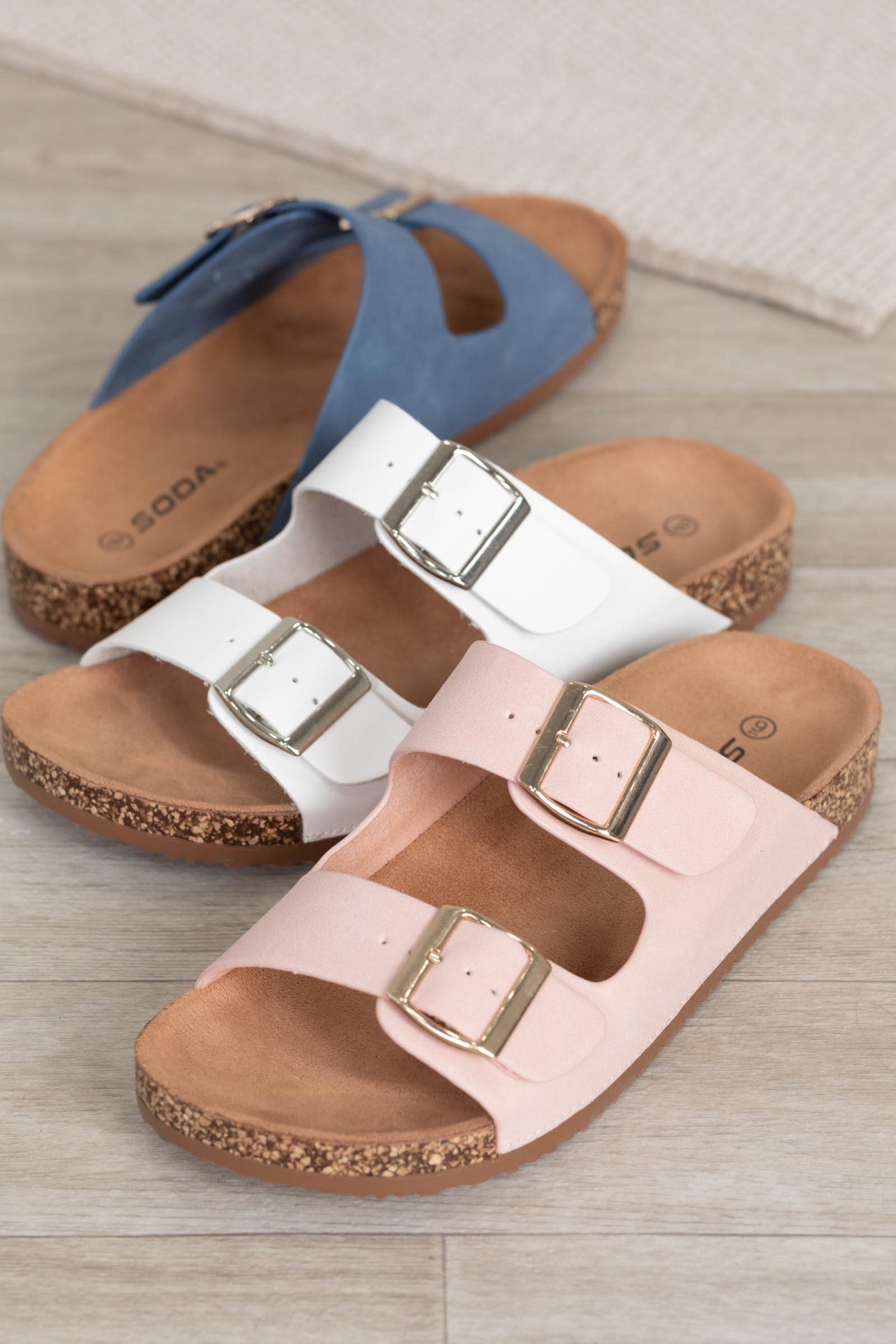 Double Buckle Slide Sandals