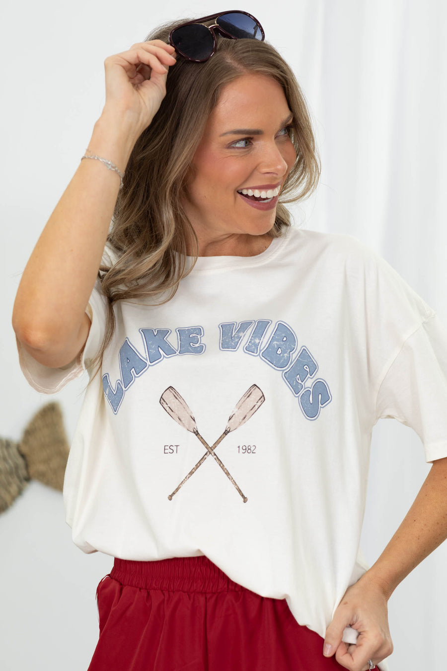 Ivory Lake Vibes Graphic Knit Tee