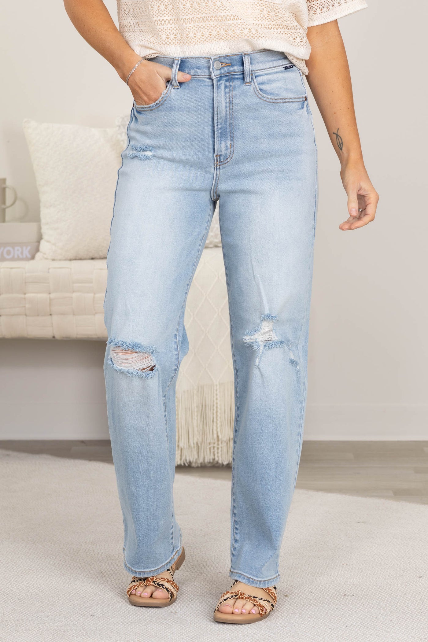 Cello Light High Rise Dad Jeans