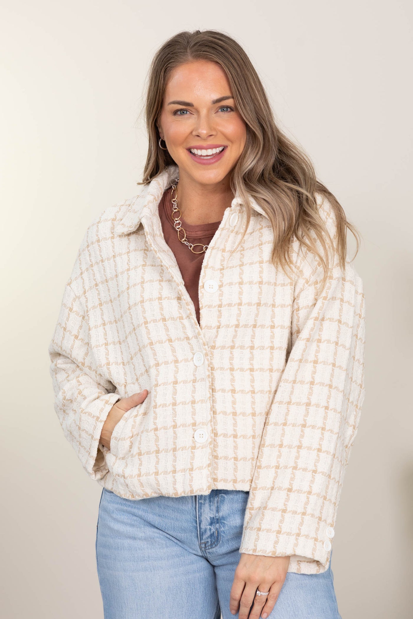 Tweed Plaid Oversized Jackets