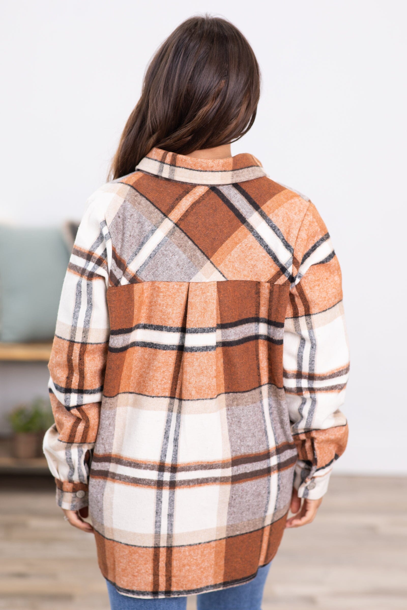 Camel and Cream Plaid Shacket - Filly Flair