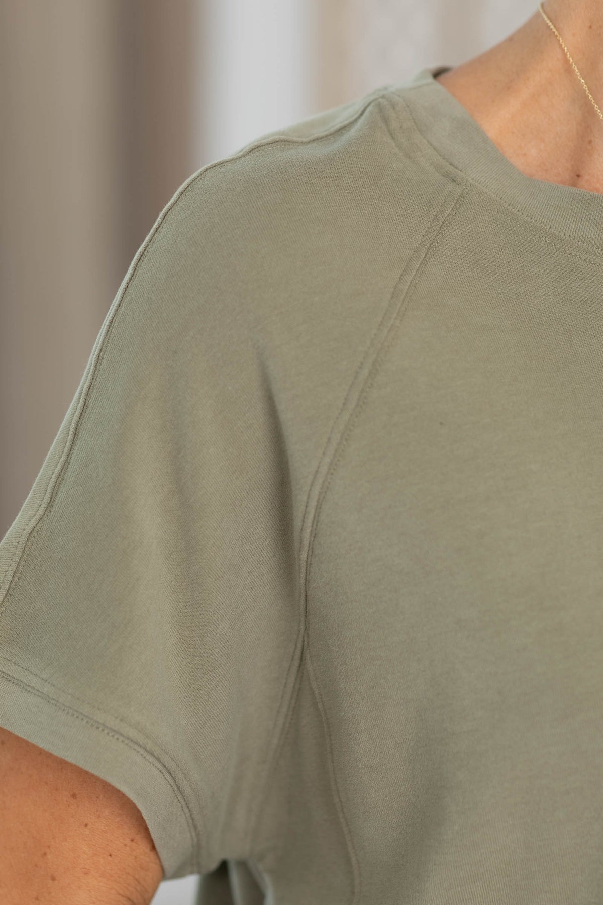 Relaxed Crew Neck Raglan Short Sleeve Top