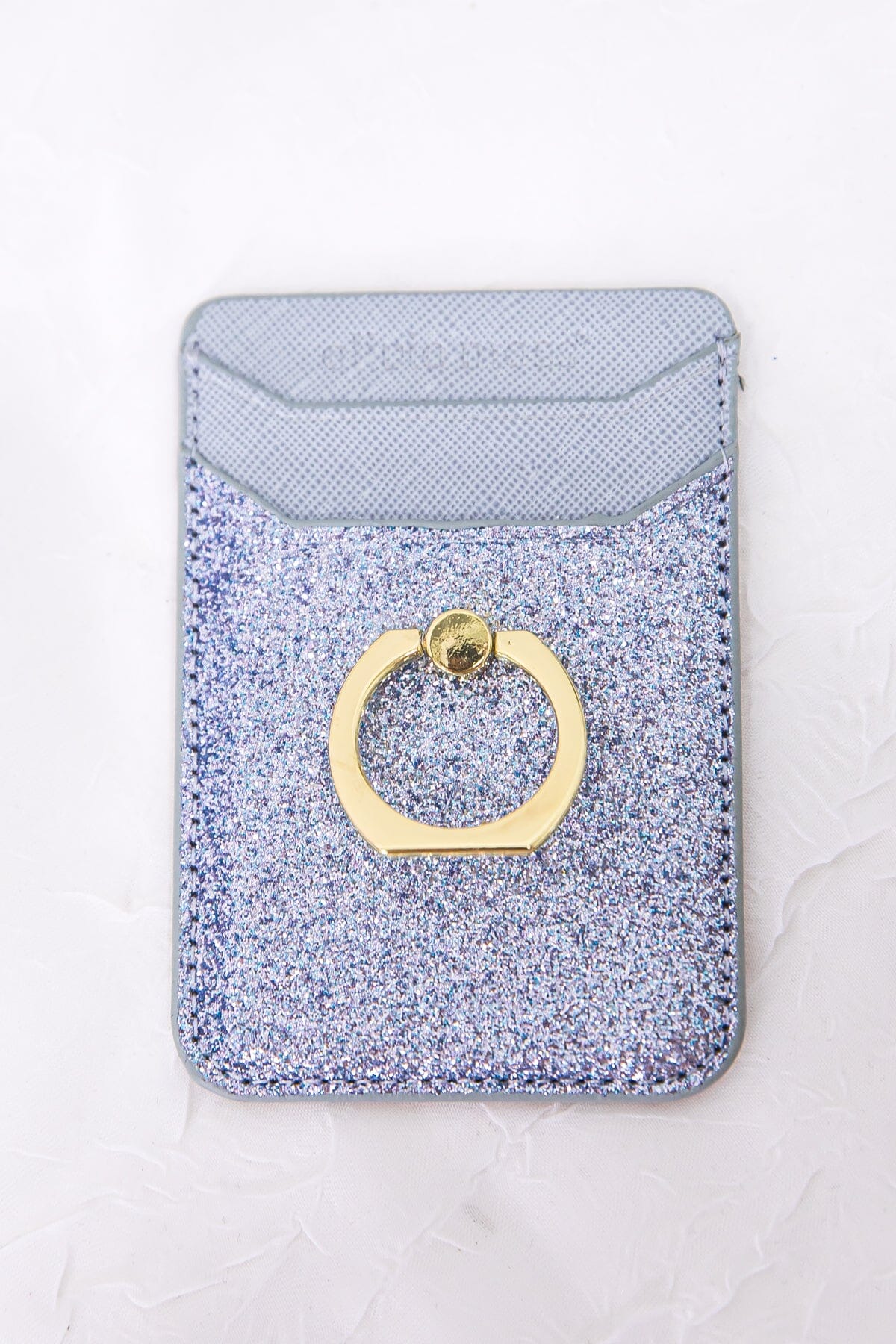 Pastel Blue Glitter Cell Phone Card Holder - Filly Flair