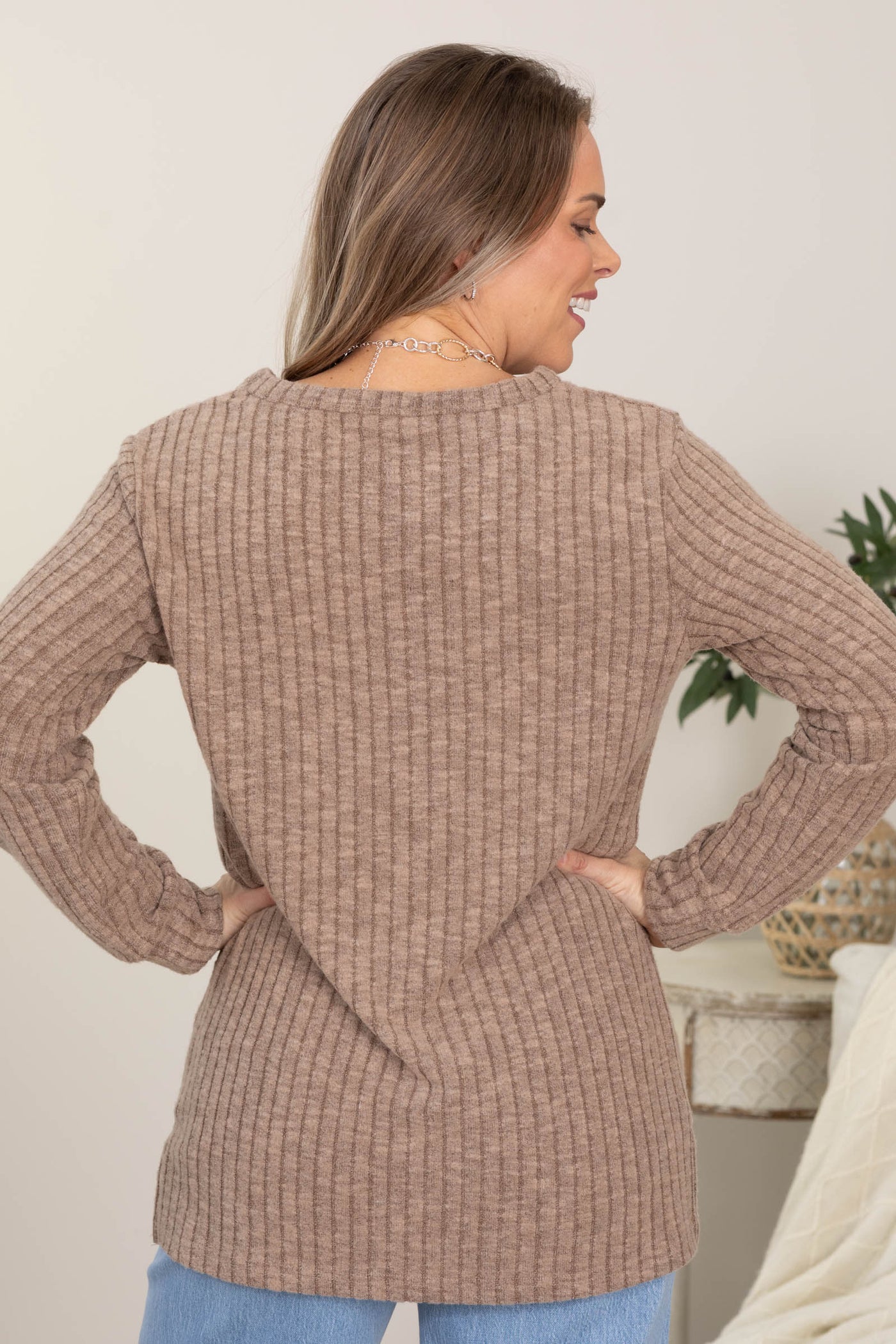 Mocha Wide Rib Hacci Tunic