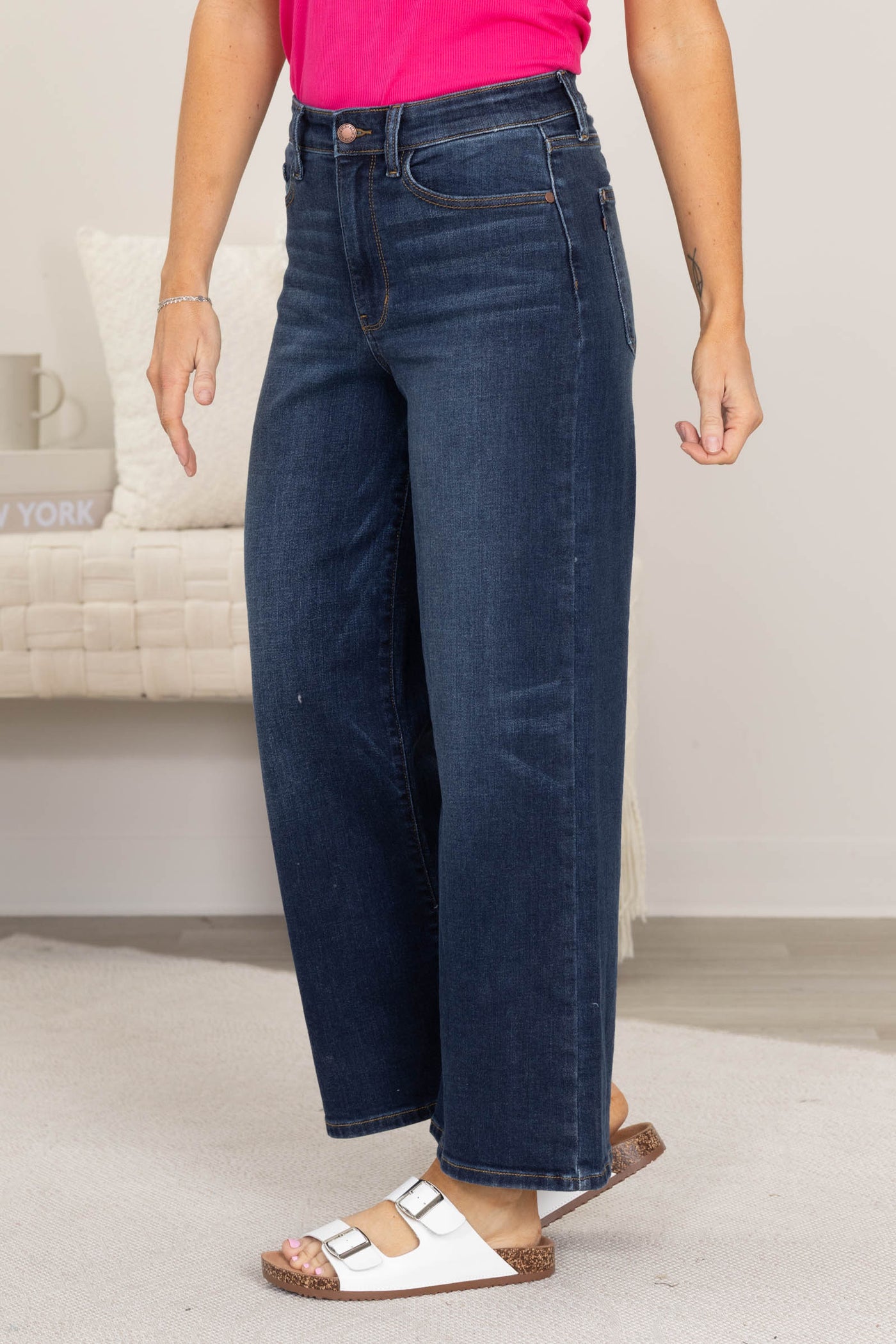 Judy Blue Dark High Waisted Ankle Wide Wide Jeans