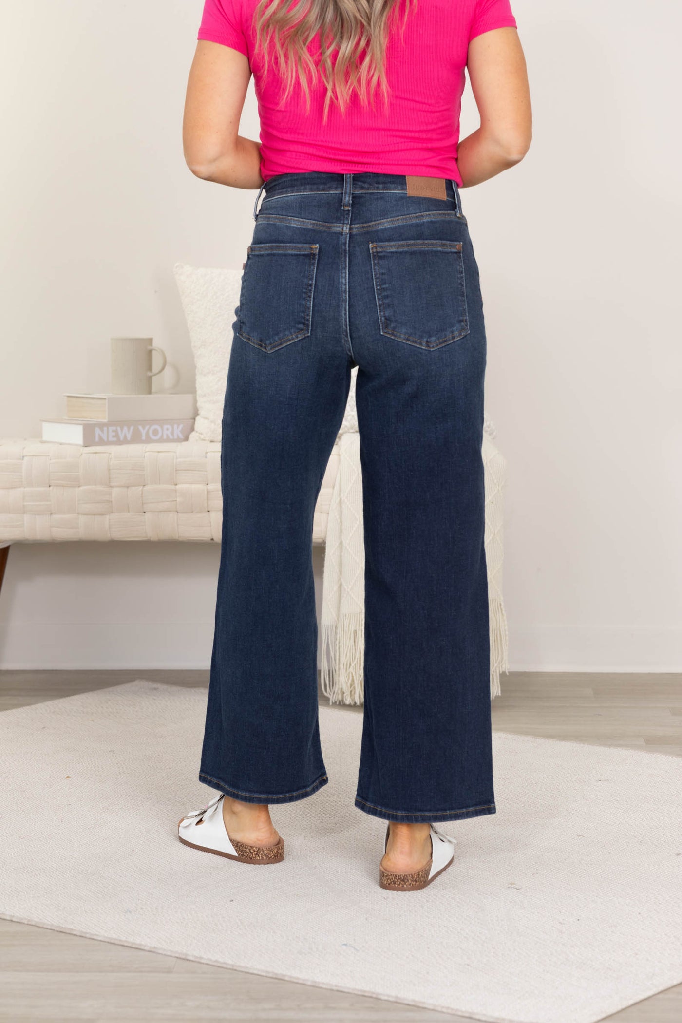 Judy Blue Dark High Waisted Ankle Wide Wide Jeans
