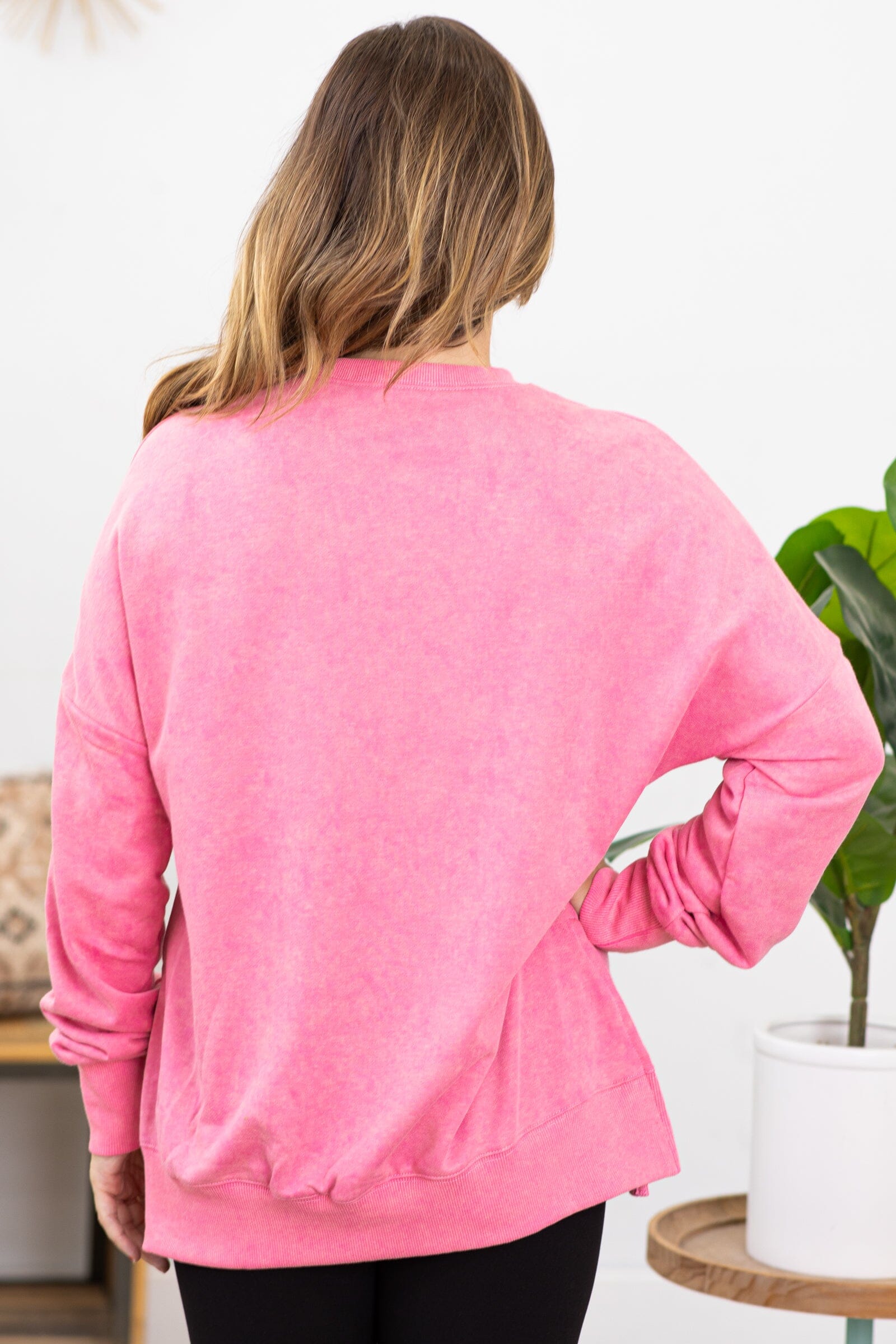 Pink Washed Drop Shoulder Sweatshirt - Filly Flair