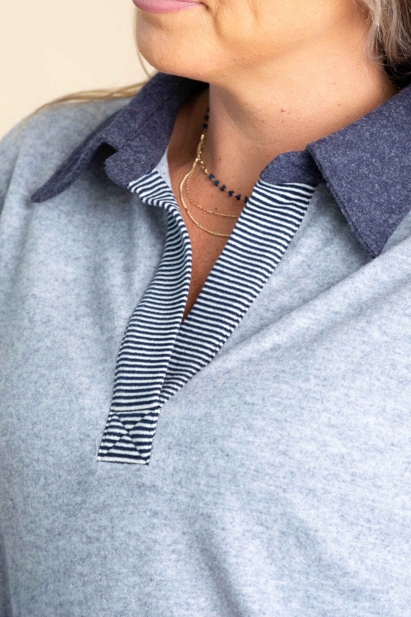 Colorblock Hacci Brushed Long Sleeve Knit Top