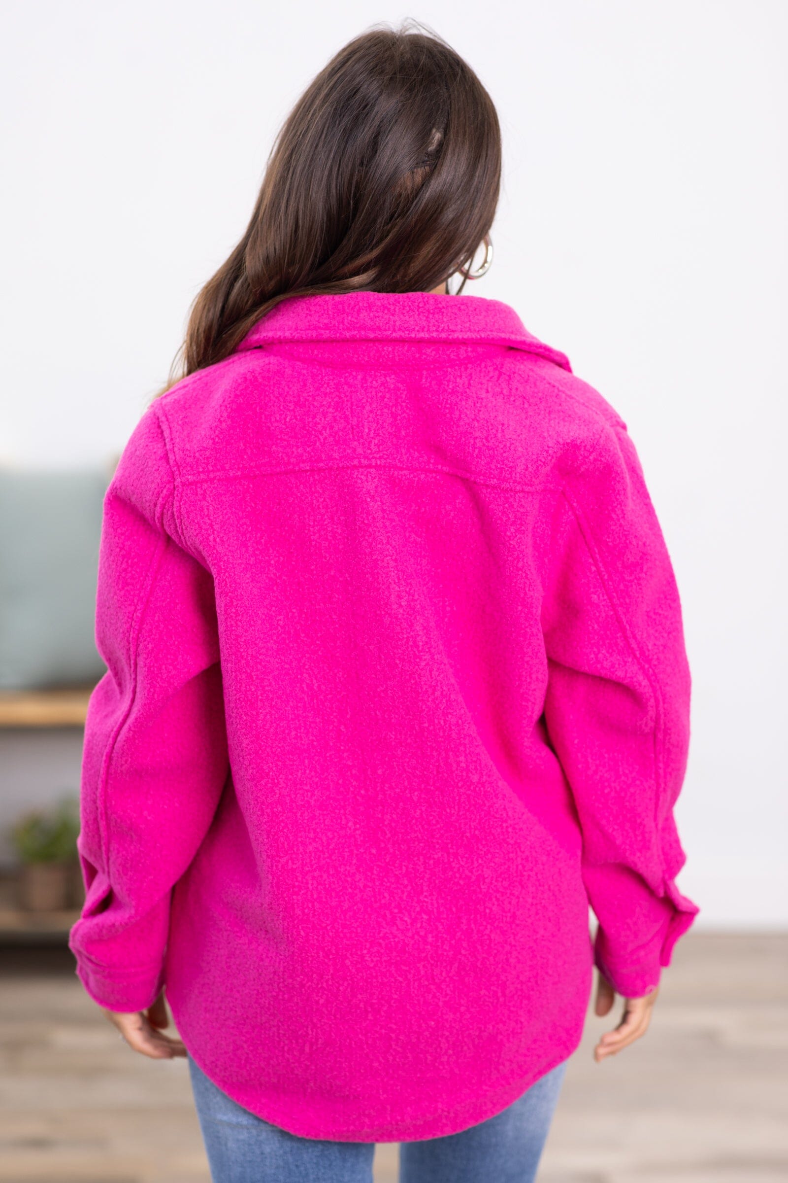 Fuchsia Textured Snap Front Shacket - Filly Flair