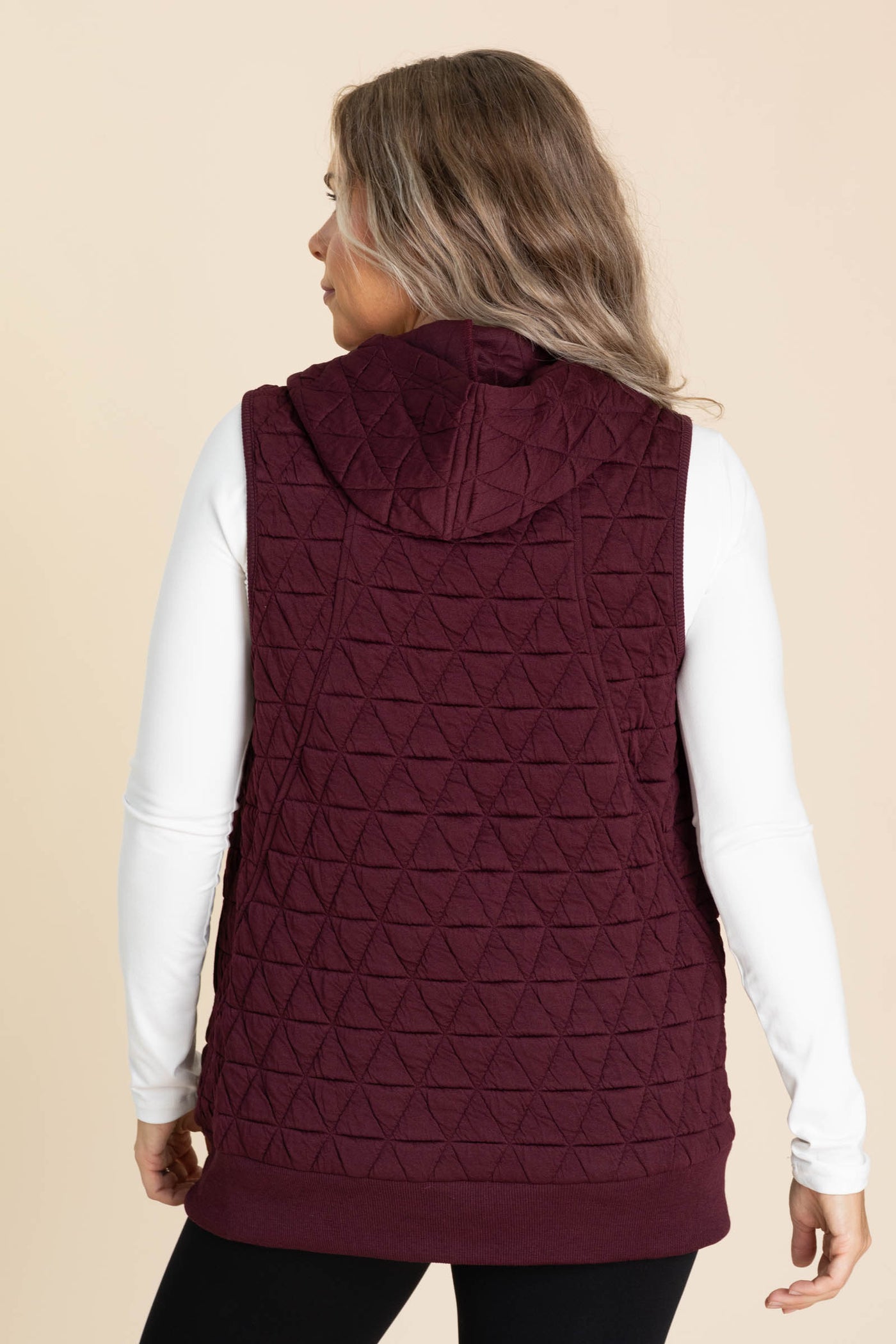 Quilted Knit Zip Up Hoodie Vests